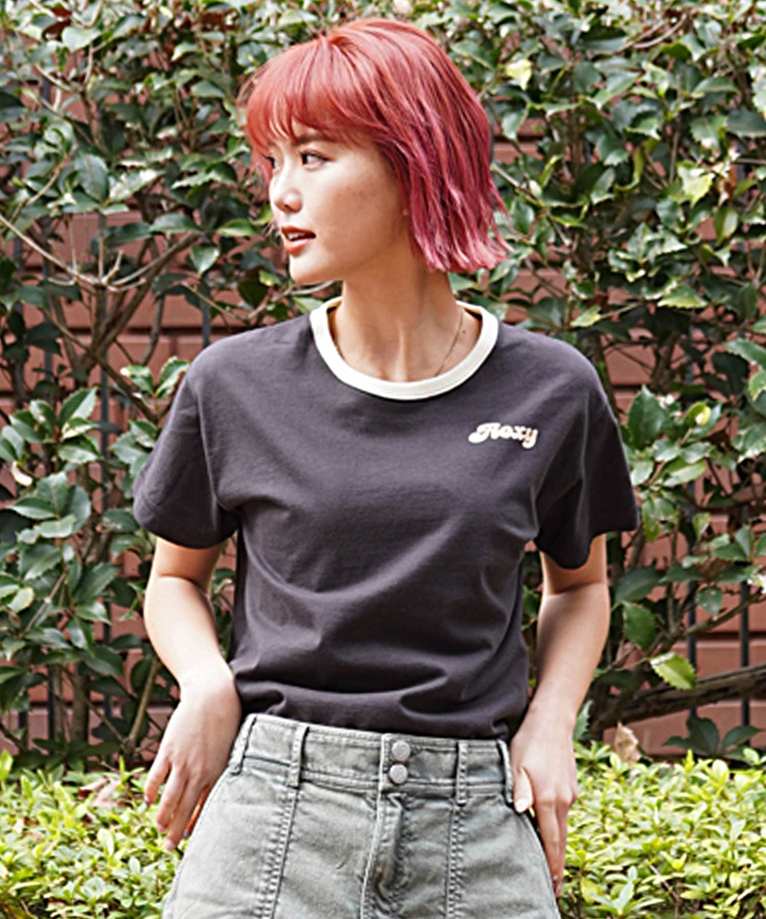 ROXY ロキシー RST241619T レディース 半袖 Tシャツ フリールフリーショートスリーブティーシャツ クルーネック(BBK-M)