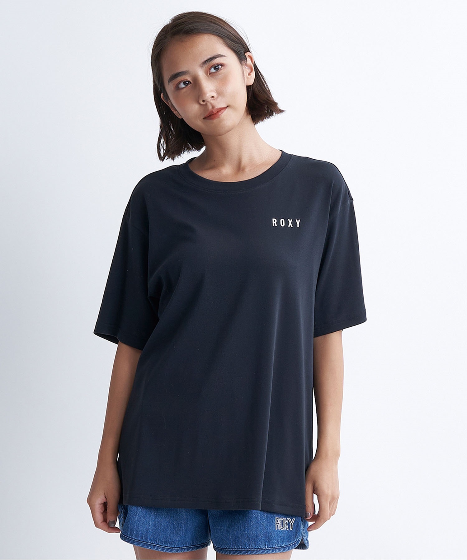 ROXY ロキシー メロディー レディース 半袖 Tシャツ クルーネック ワンポイント RST241082(BLK-S)