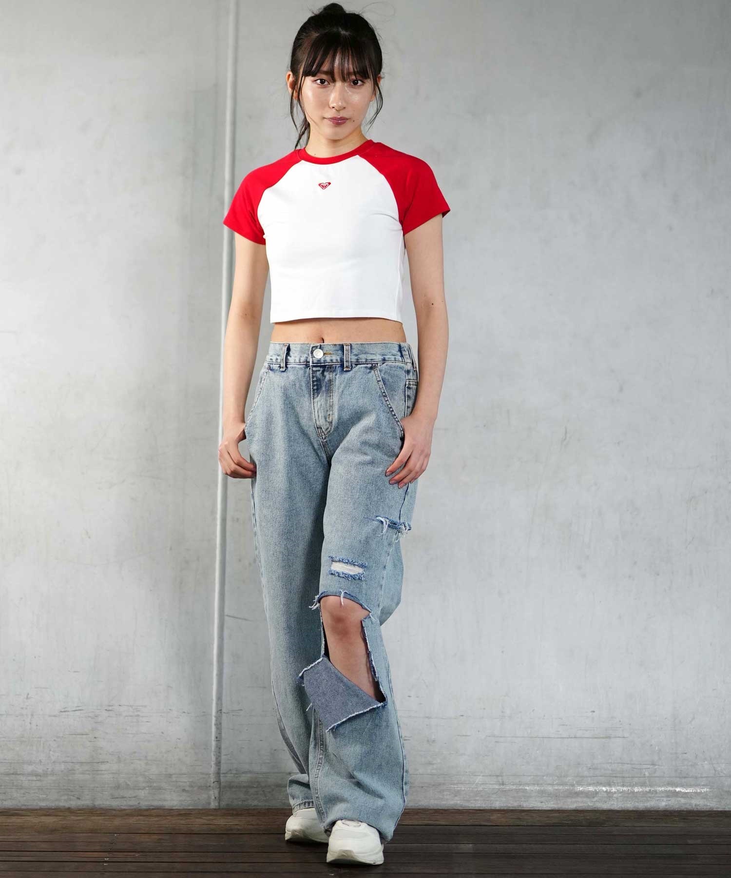 ROXY ロキシー RST241628T レディース 半袖 Tシャツ チャクララグランティーシャツ クルーネック ワンポイント(RED-S)