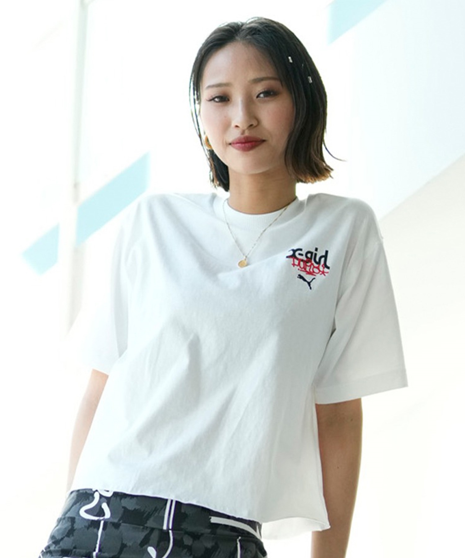 【マトメガイ対象】PUMA プーマ × X-GIRL エックスガール コラボ ウィメンズ グラフィック 半袖 Tシャツ レディース 624723(02-S)