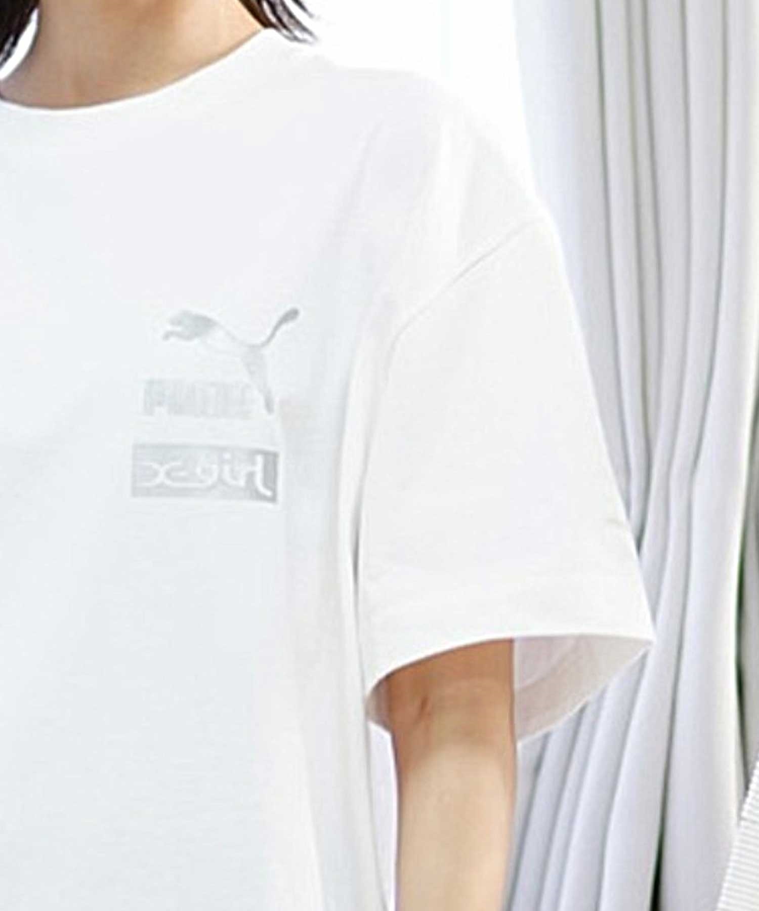【マトメガイ対象】PUMA プーマ × X-GIRL エックスガール コラボ ウィメンズ オーバーサイズ Tシャツ 半袖 Tシャツ バックプリント 629169(01-S)