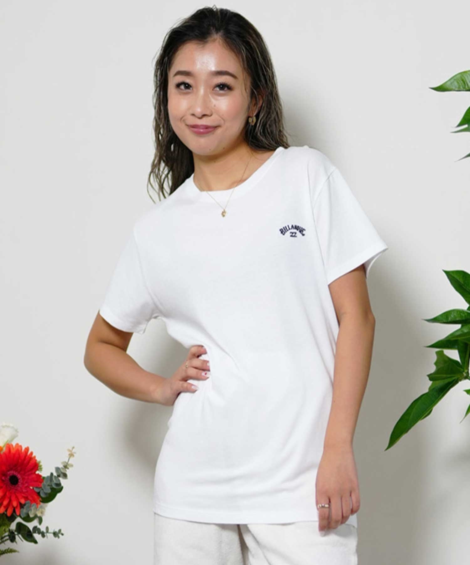 BILLABONG ビラボン ONE POINT ARCH LOGO TEE BE013-200 レディース 半袖 Tシャツ ワンポイント レギュラーフィット(BLK-M)