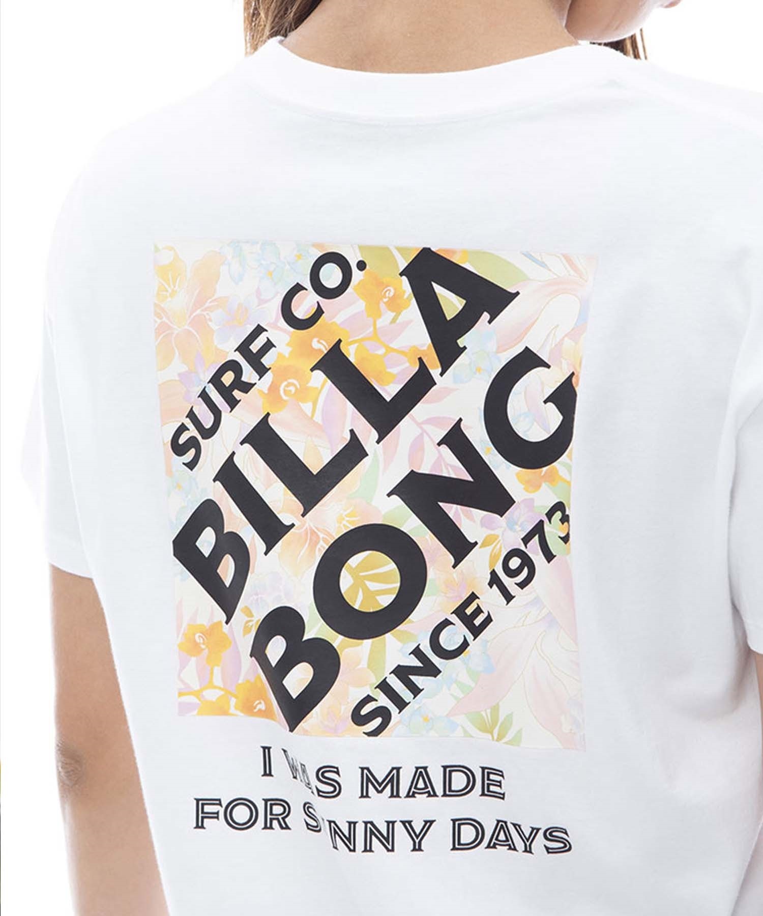 【クーポン対象】BILLABONG ビラボン SQUARE LOGO TEE レディース 半袖Tシャツ ブランドロゴ ボーイフィット BE013-201(WHT-M)