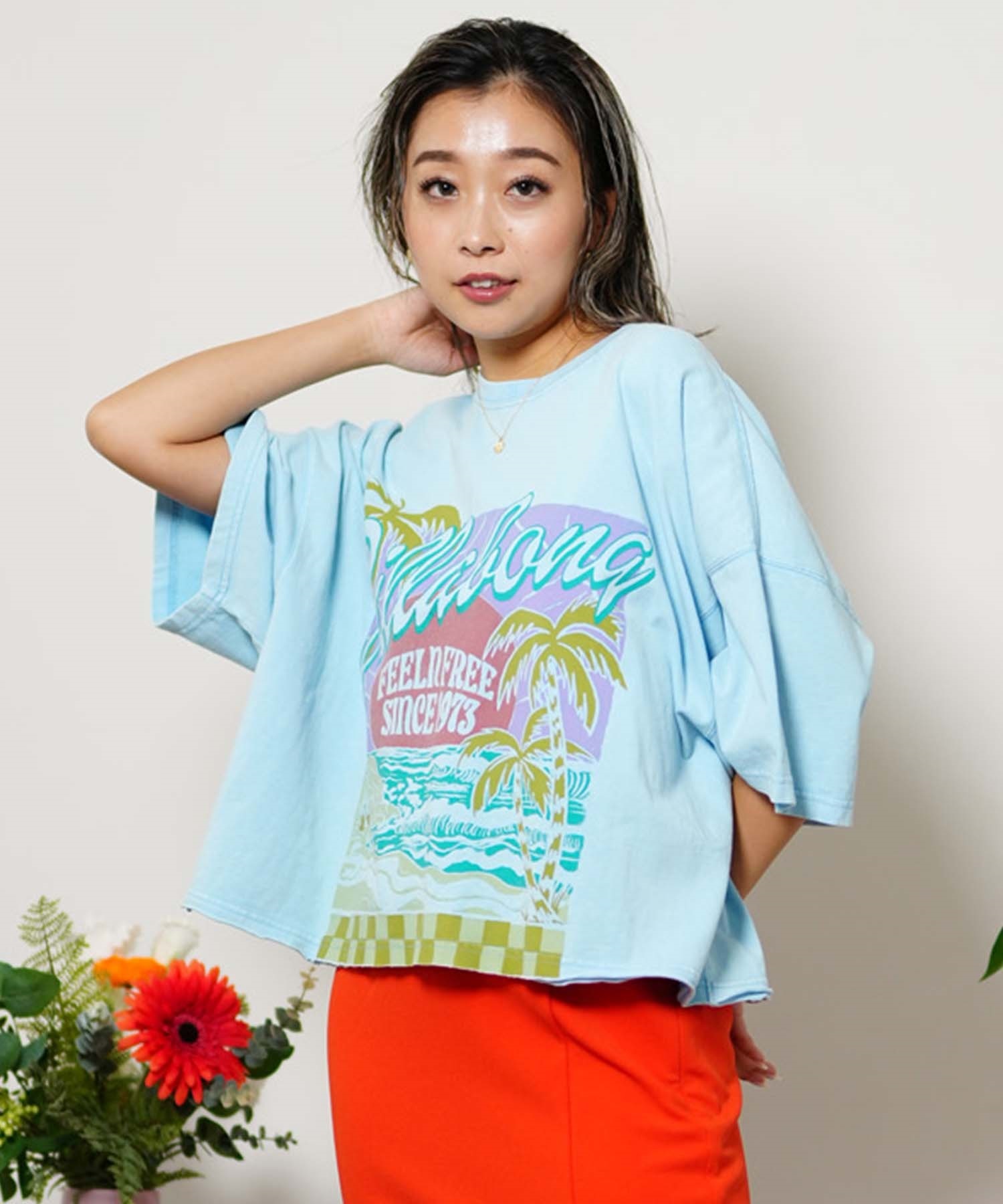 BILLABONG ビラボン GRAPHIC CROPPED TEE レディース 半袖Tシャツ ワイドルーズシルエット クロップド丈 BE013-207(BSD-M)