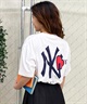 NEW ERA ニューエラ レディース 半袖 Tシャツ バックプリント MLB ニューヨーク・ヤンキース NY ロゴ 14334739 ムラサキスポーツ限定(WHT-S)
