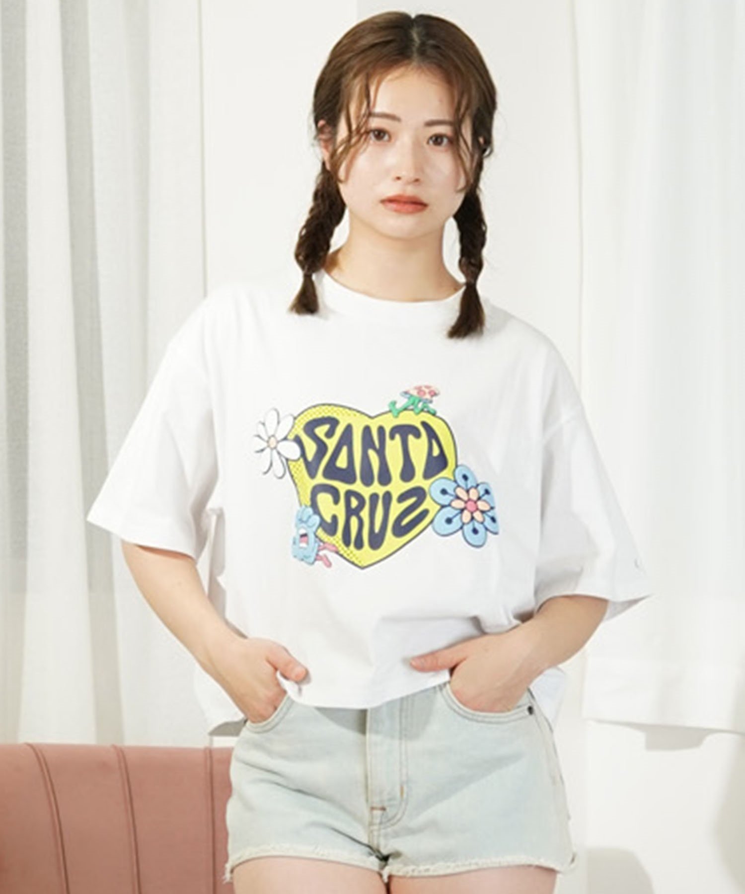 【マトメガイ対象】SANTACRUZ サンタクルーズ Hart Land Hand Cropped Tee レディース 半袖Tシャツ クロップド丈 ムラサキスポーツ別注 502241436(OFFBK-M)