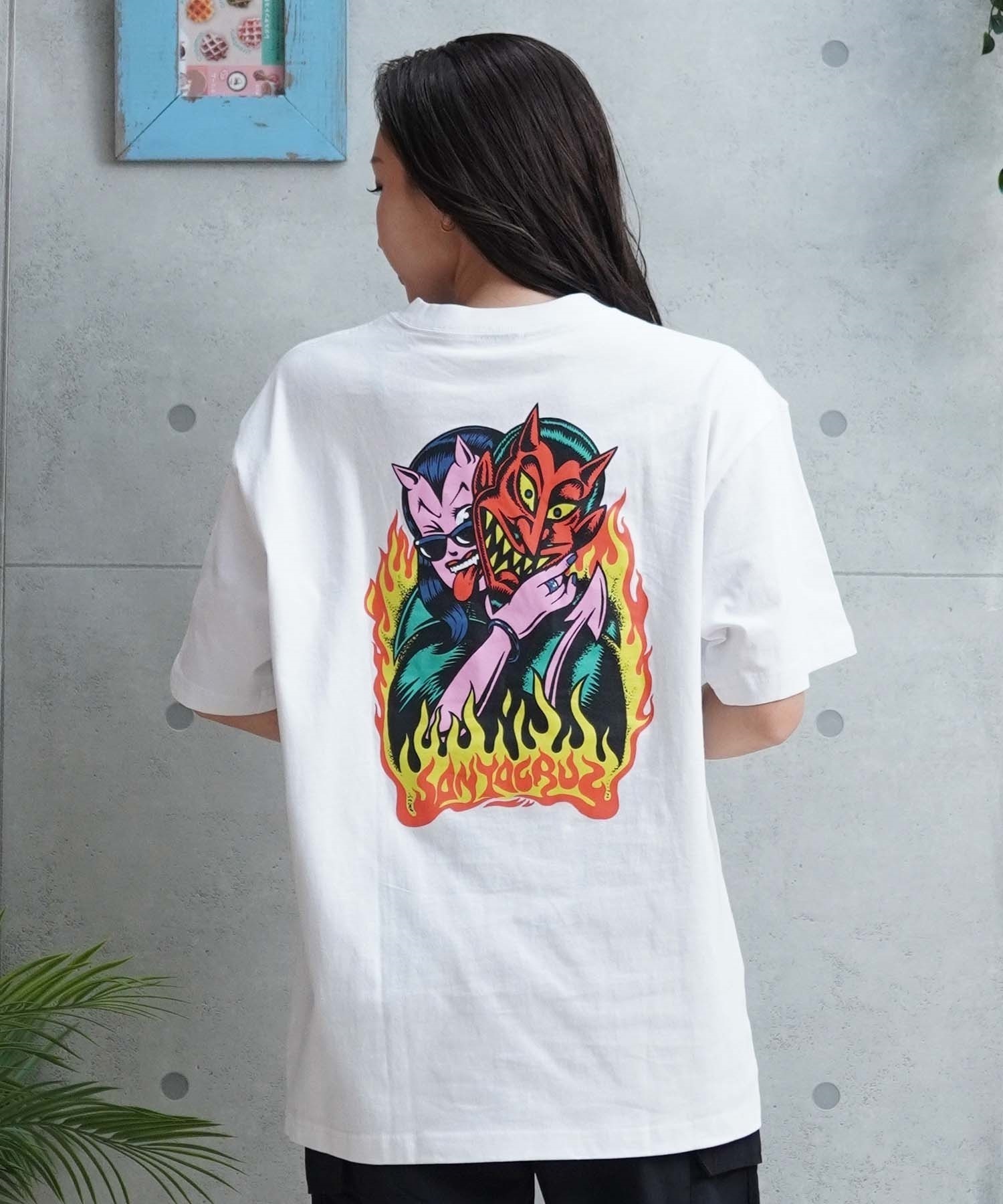 【マトメガイ対象】SANTACRUZ サンタクルーズ Delfino Devil Mask Tee レディース 半袖Tシャツ ムラサキスポーツ別注 502241439(OFFBK-M)