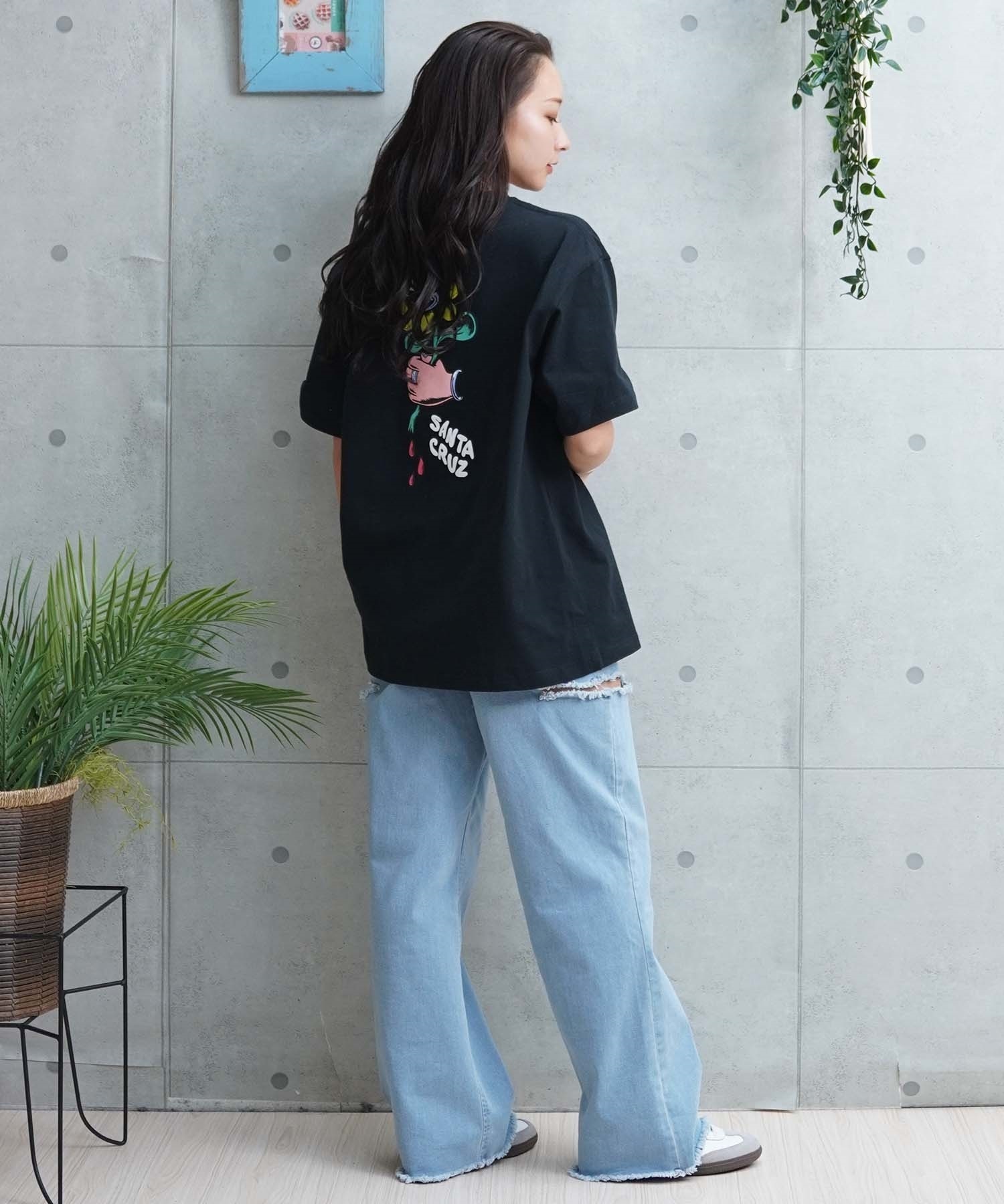 売れ筋商品|||サンタクルーズ Tシャツ レディース トップス DELFINO FLOWER FRONT - Print T-shirt - black SANTACRUZ サンタクルーズ Delfino Flower Tee レディース 半袖T