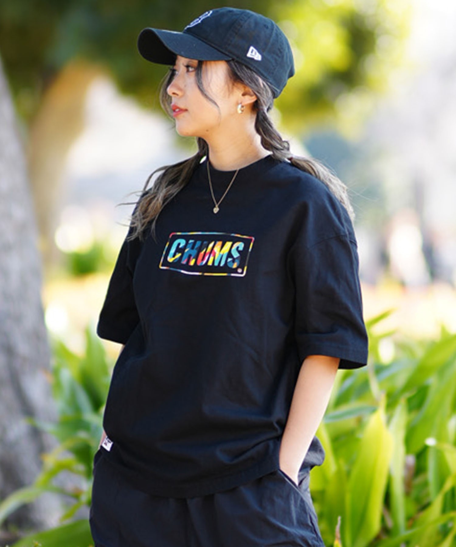 CHUMS チャムス Oversized CHUMS IS FUN T-Shirt レディース Tシャツ バックプリント DESI CH11-2357(W001-M)