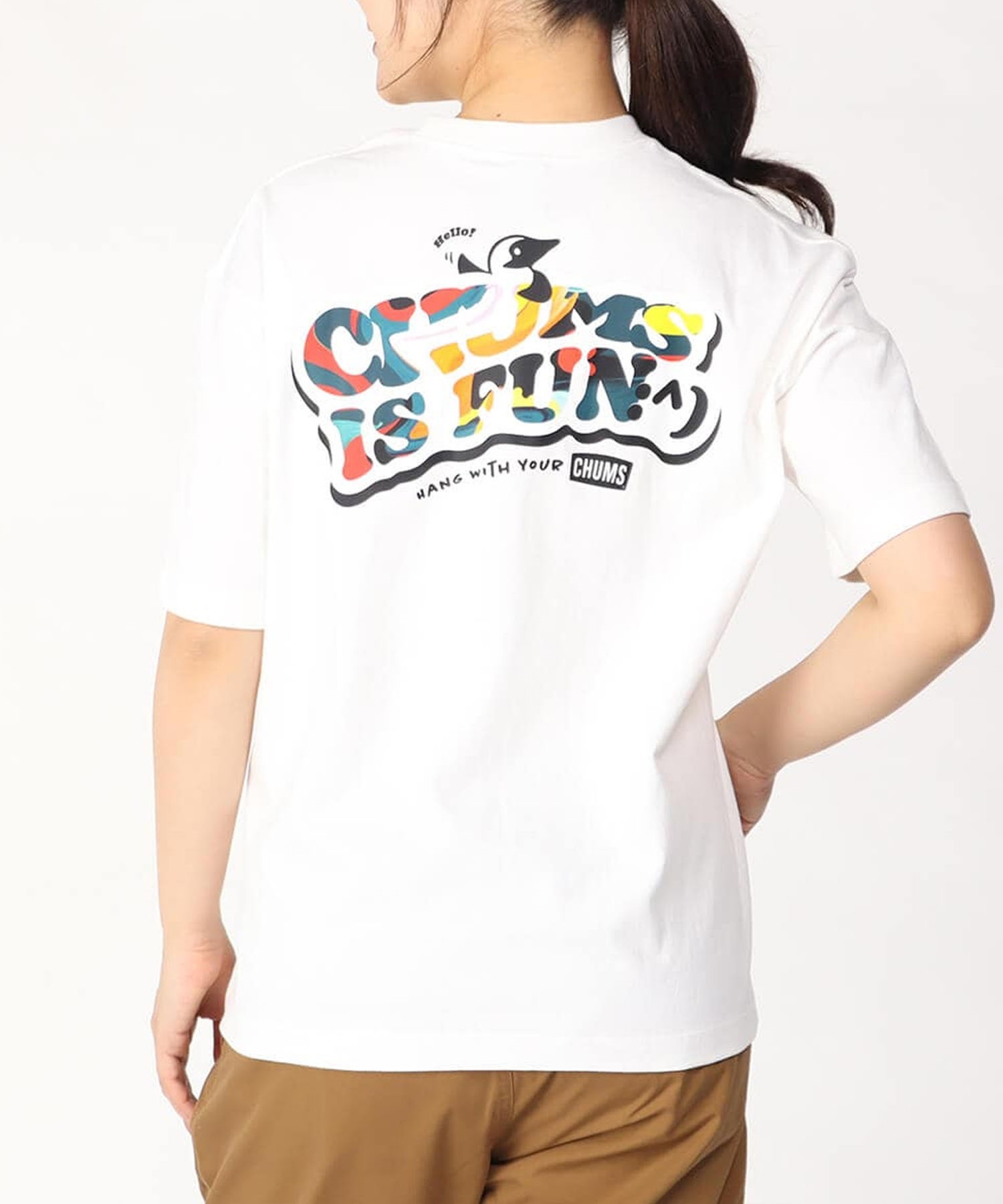 CHUMS チャムス Oversized CHUMS IS FUN T-Shirt レディース Tシャツ バックプリント DESI CH11-2357(W001-M)