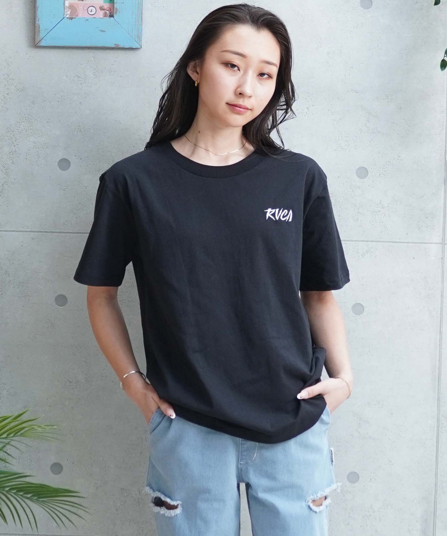 【マトメガイ対象】RVCA ルーカ レディース 半袖Tシャツ バックプリント BE043-213(BLK-S)