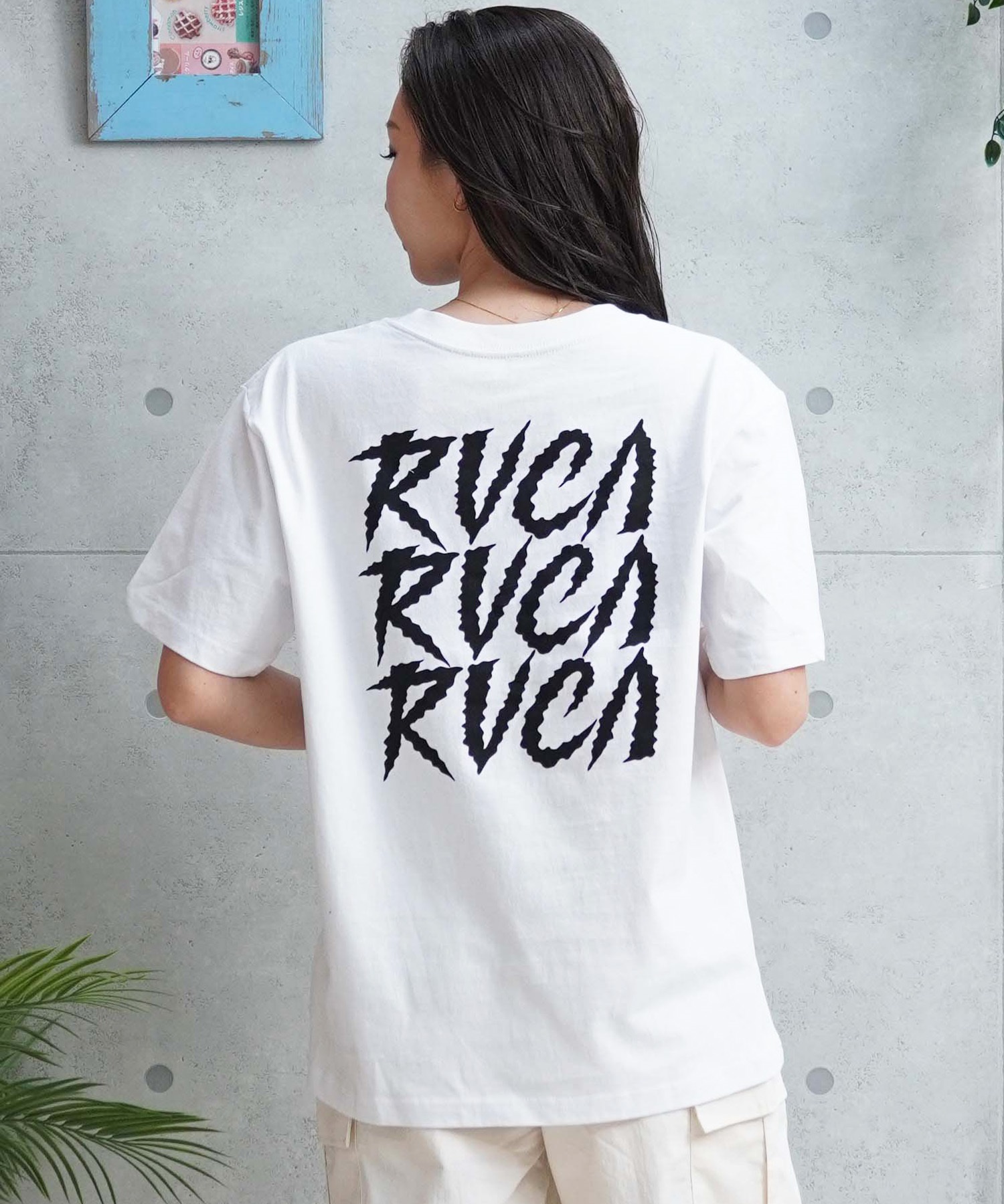 【マトメガイ対象】RVCA ルーカ レディース 半袖Tシャツ バックプリント BE043-213(WHT-S)