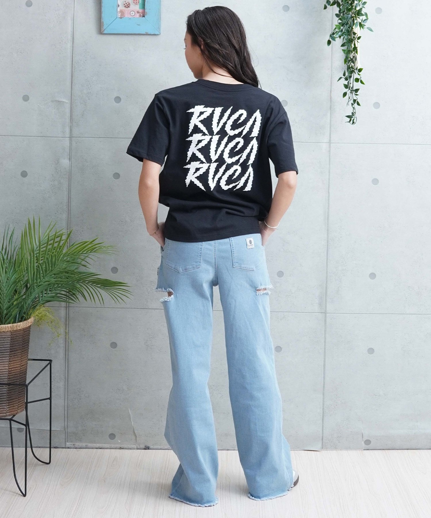 【マトメガイ対象】RVCA ルーカ レディース 半袖Tシャツ バックプリント BE043-213(WHT-S)
