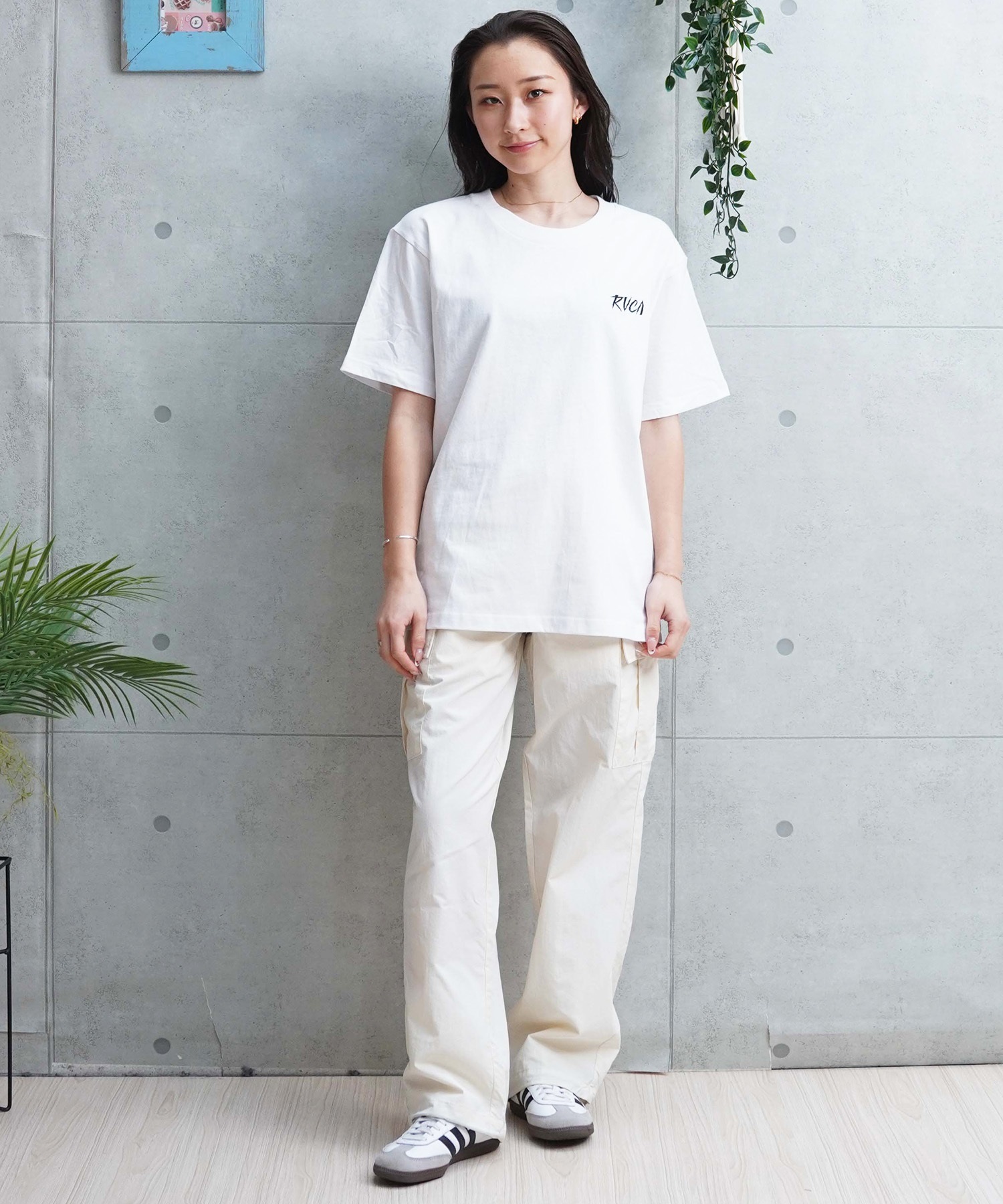 【マトメガイ対象】RVCA ルーカ レディース 半袖Tシャツ バックプリント BE043-213(WHT-S)