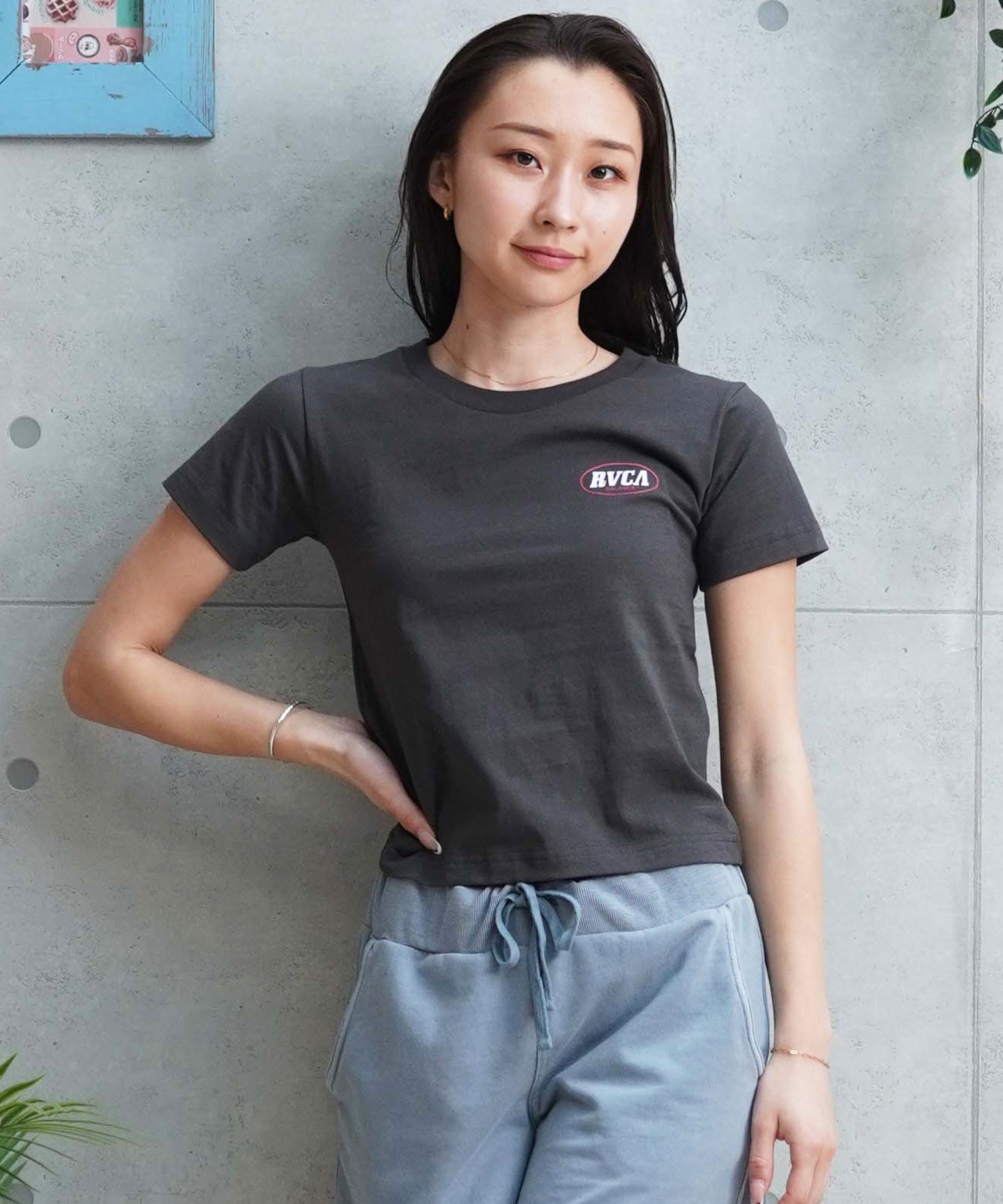 【マトメガイ対象】RVCA ルーカ レディース Tシャツ チビTシャツ ミニT バックプリント BE043-218(SAN-S)