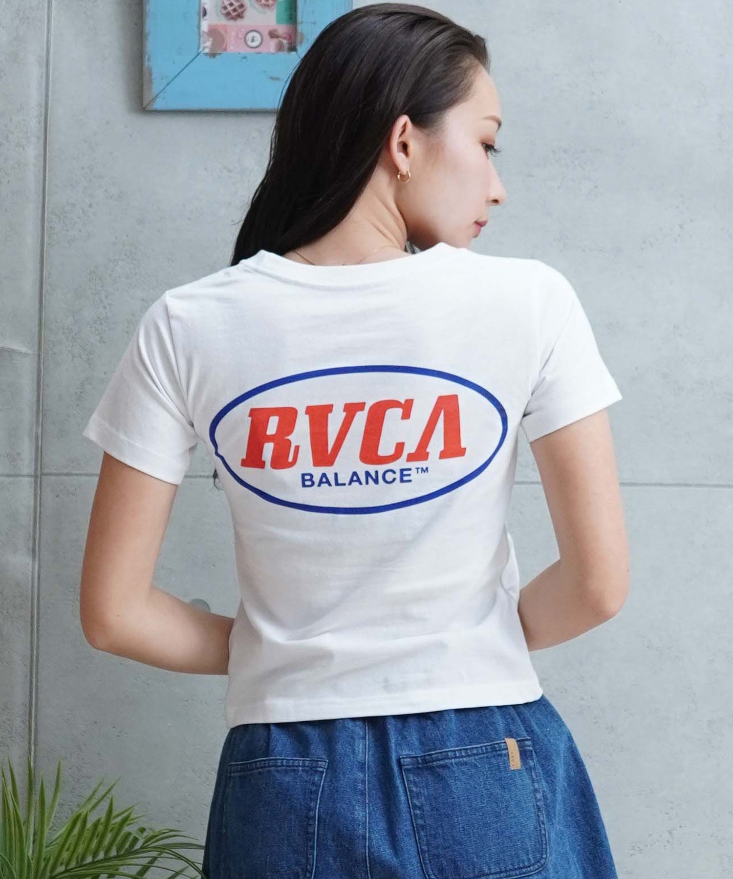 RVCA ルーカ レディース Tシャツ チビTシャツ ミニT バックプリント BE043-218(WHT-S)