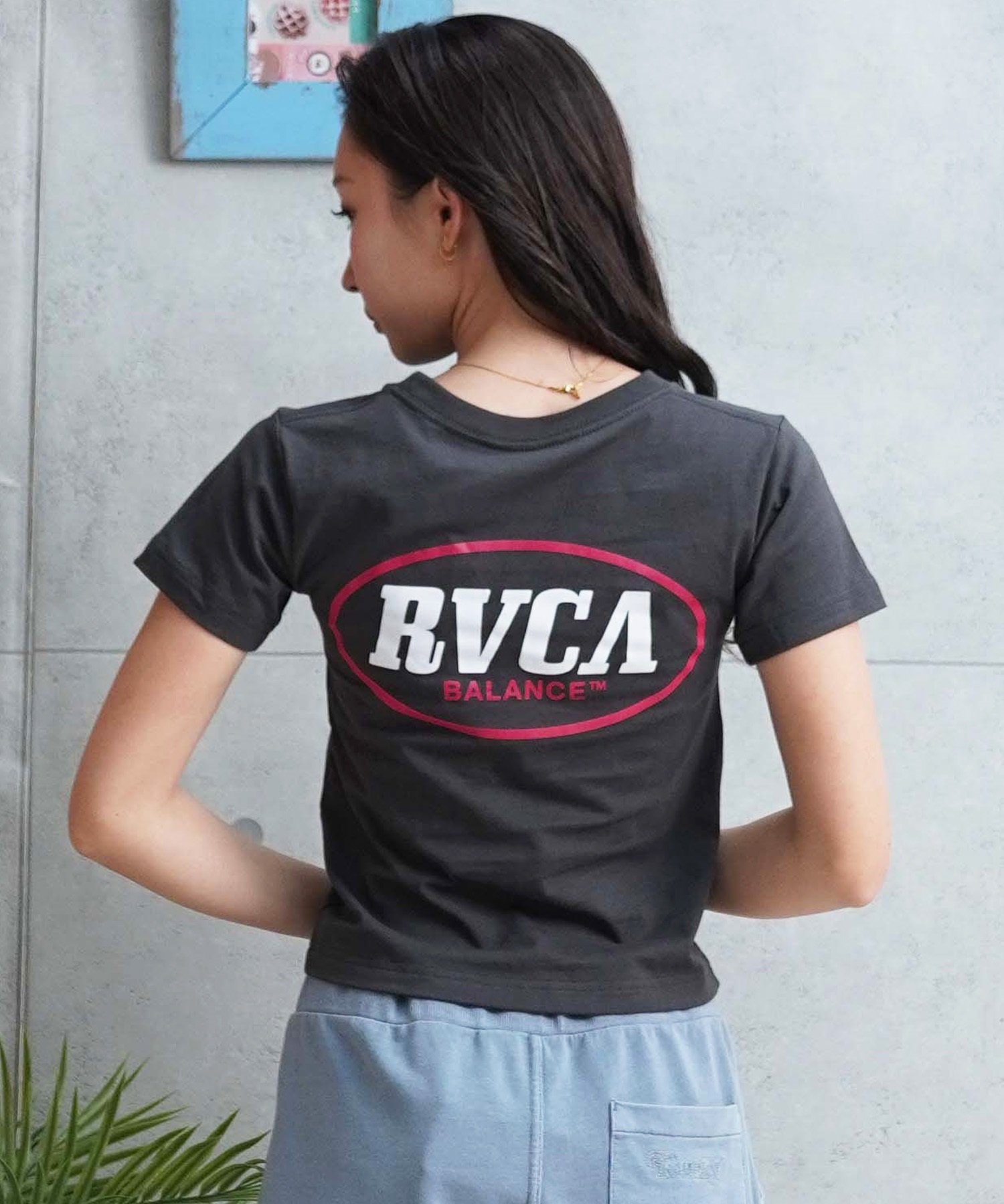 【マトメガイ対象】RVCA ルーカ レディース Tシャツ チビTシャツ ミニT バックプリント BE043-218(SAN-S)
