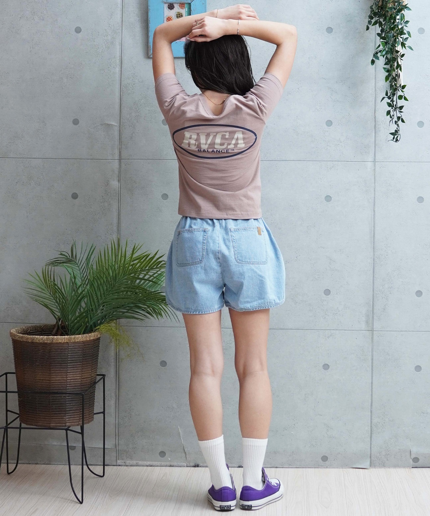 RVCA ルーカ レディース Tシャツ チビTシャツ ミニT バックプリント BE043-218(SAN-S)