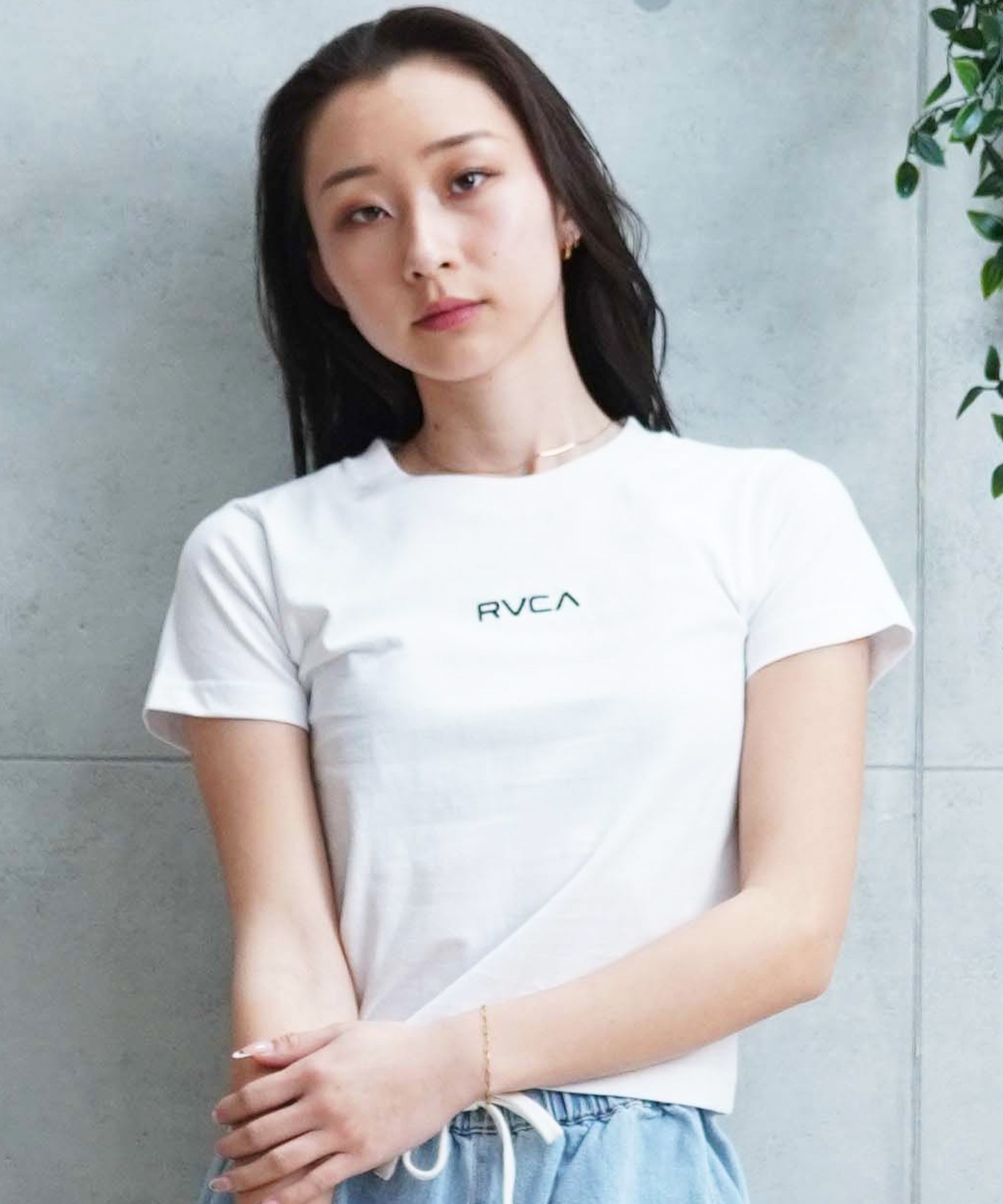 RVCA ルーカ レディース 半袖Tシャツ チビT ブランドロゴ BE043-222(BLK-S)