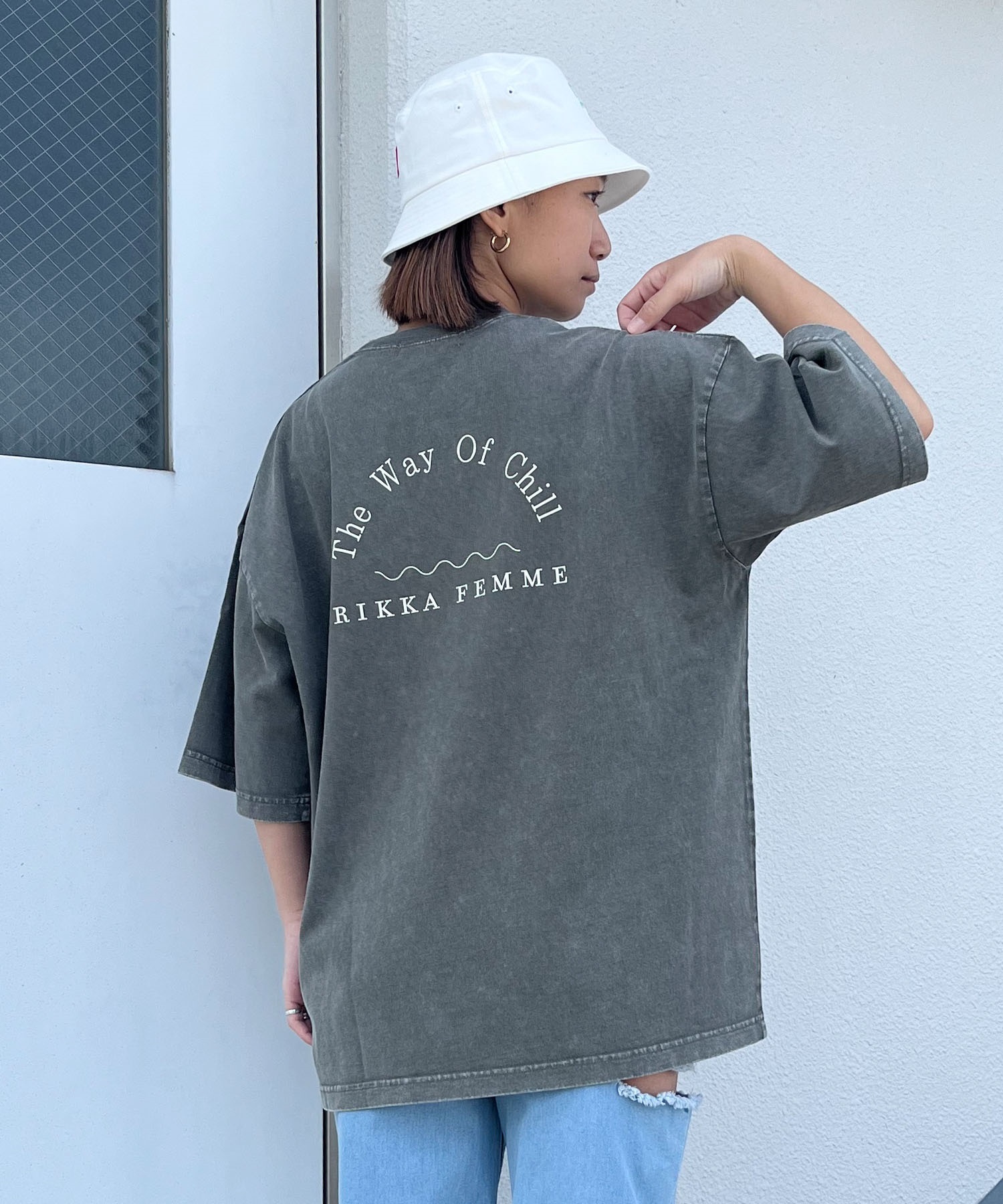 RIKKA FEMME リッカファム レディース 半袖 Tシャツ ピグメントデザインT RF24SS26(CGY-FREE)