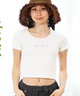 【クーポン対象】ROXY ロキシー レディース 半袖 Tシャツ クルーネック ショート丈 クロップ ミニ チビ RST242613T(WHT-M)