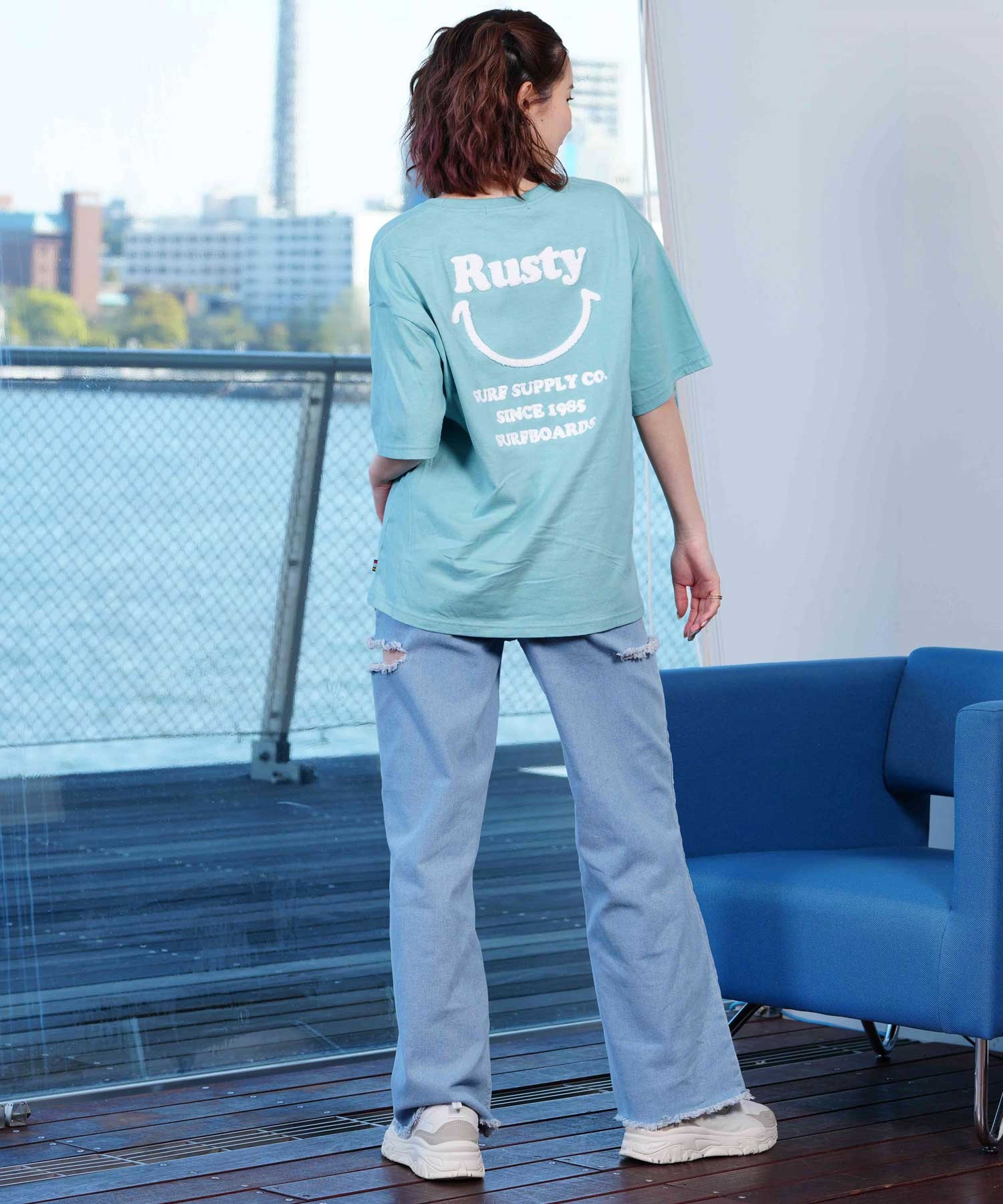 RUSTY ラスティー レディース 半袖 Tシャツ LOGO 924506(CGY-M)