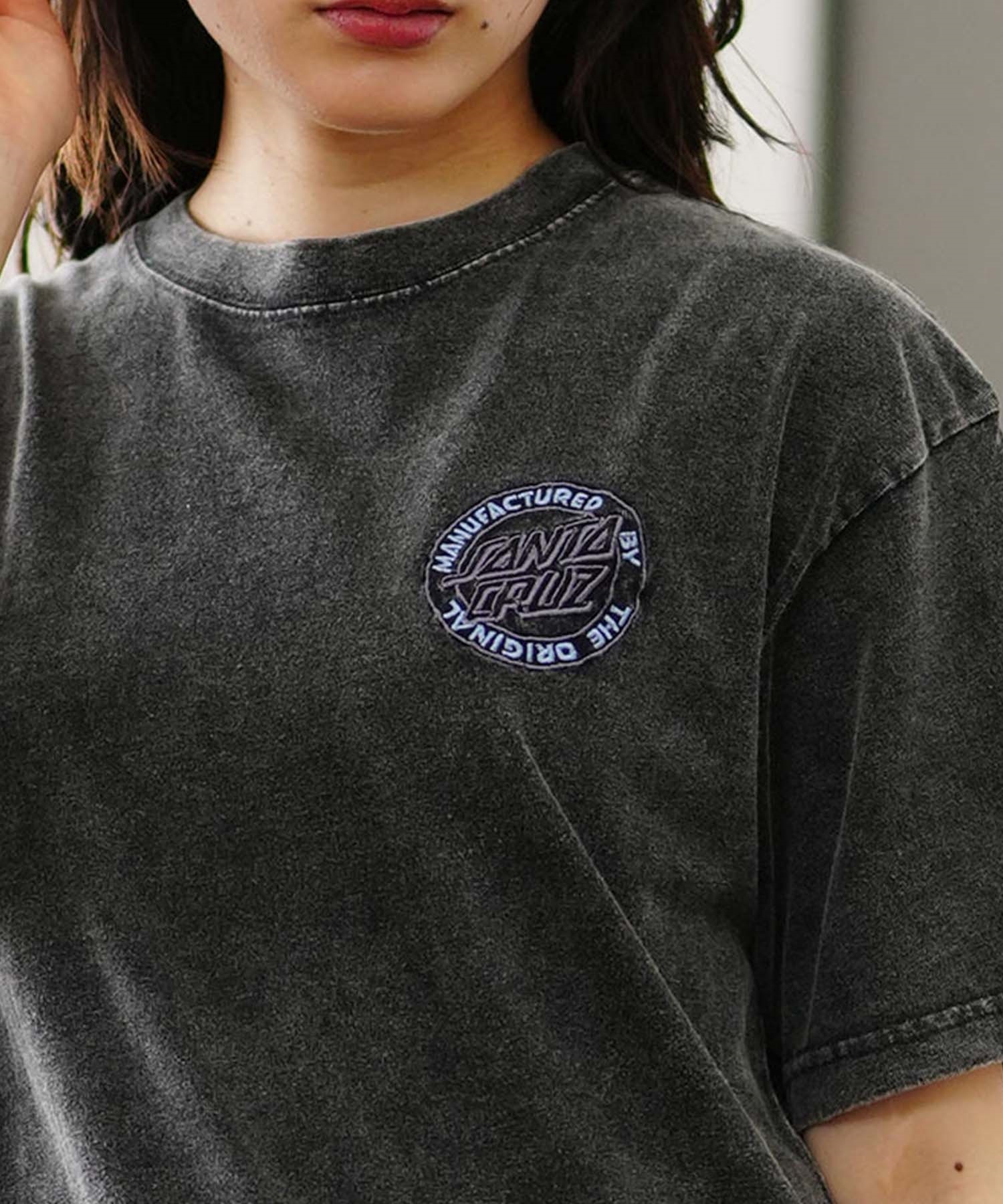 SANTACRUZ サンタクルーズ レディース 半袖 Tシャツ 刺繍ロゴ オーバーサイズ ユニセックス ムラサキスポーツ限定 502242441(GREEN-M)