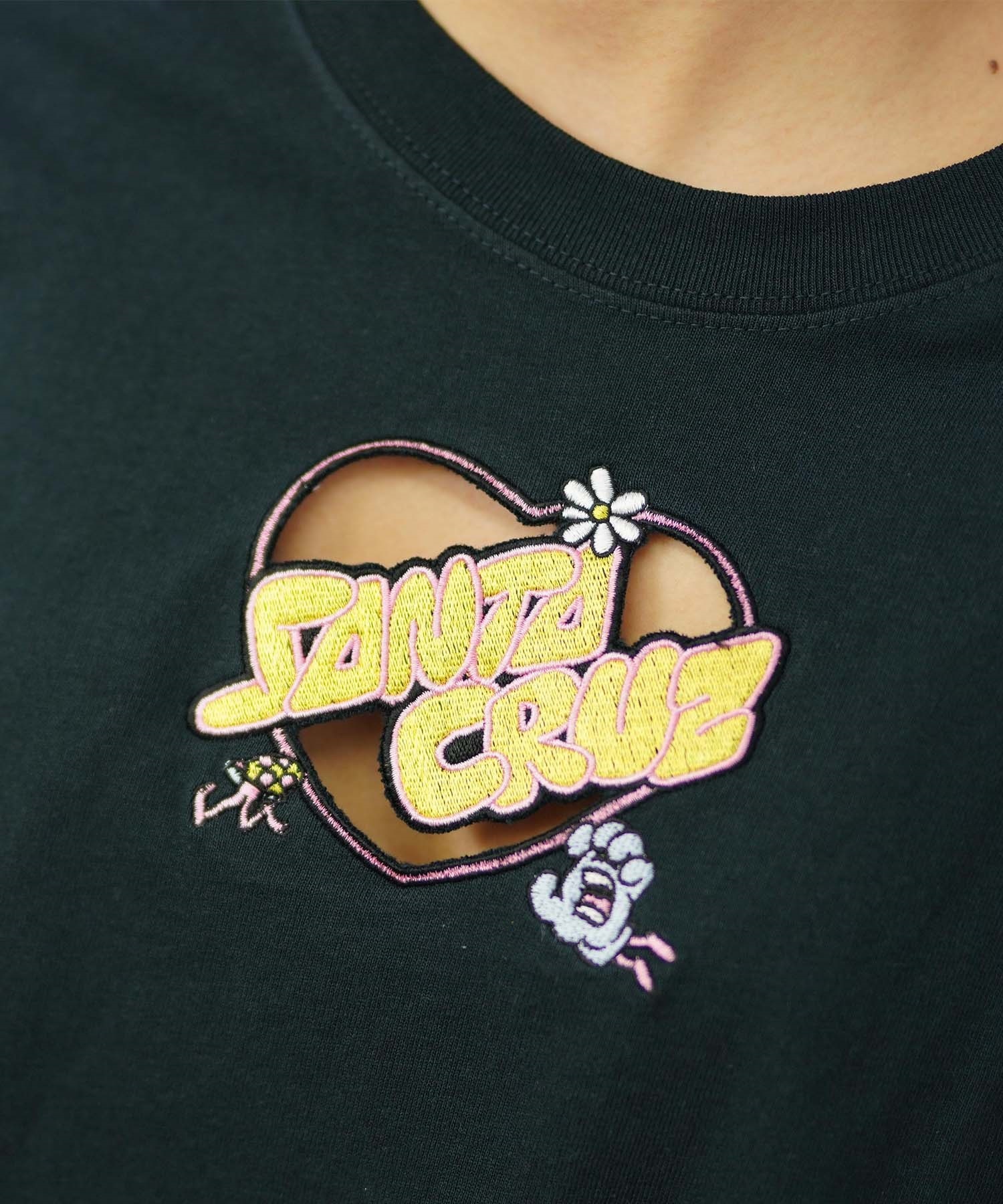 SANTACRUZ サンタクルーズ レディース 半袖 カットアウト Tシャツ 刺繍ロゴ ショート丈 ムラサキスポーツ限定 502242442(OFFBK-M)