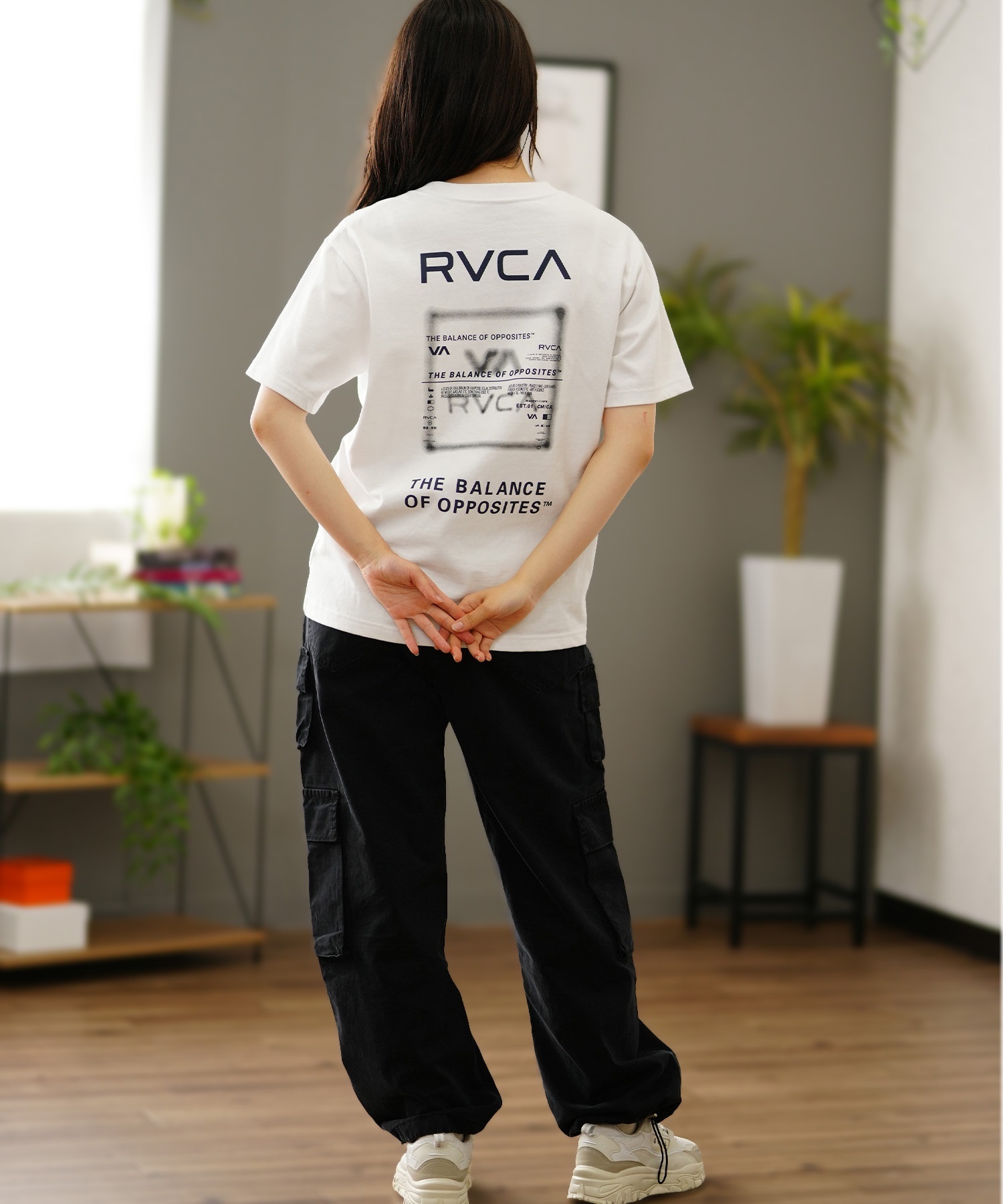 【クーポン対象】RVCA ルーカ レディース オーバーサイズTシャツ バックプリント BE04C-212(BLK-S)
