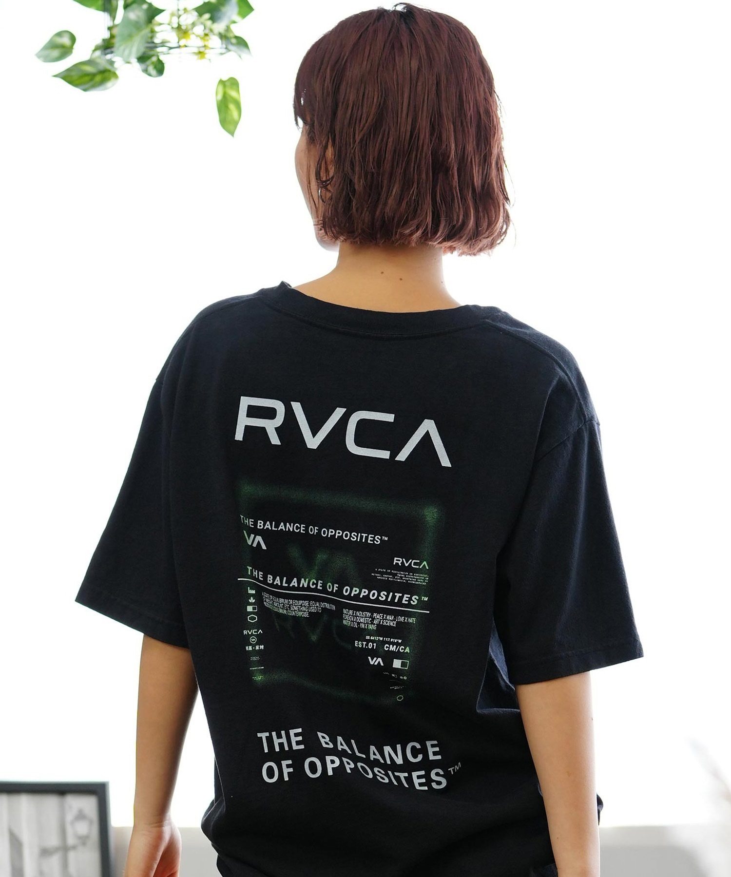 【クーポン対象】RVCA ルーカ レディース オーバーサイズTシャツ バックプリント BE04C-212(BLK-S)