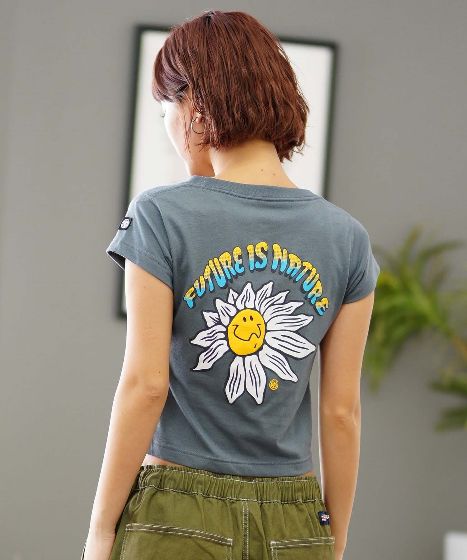 ELEMENT エレメント FLOWER CHILD MINI SS レディース 半袖 Tシャツ ショート丈 クロップド丈 チビT BE02C-259(GRY-M)