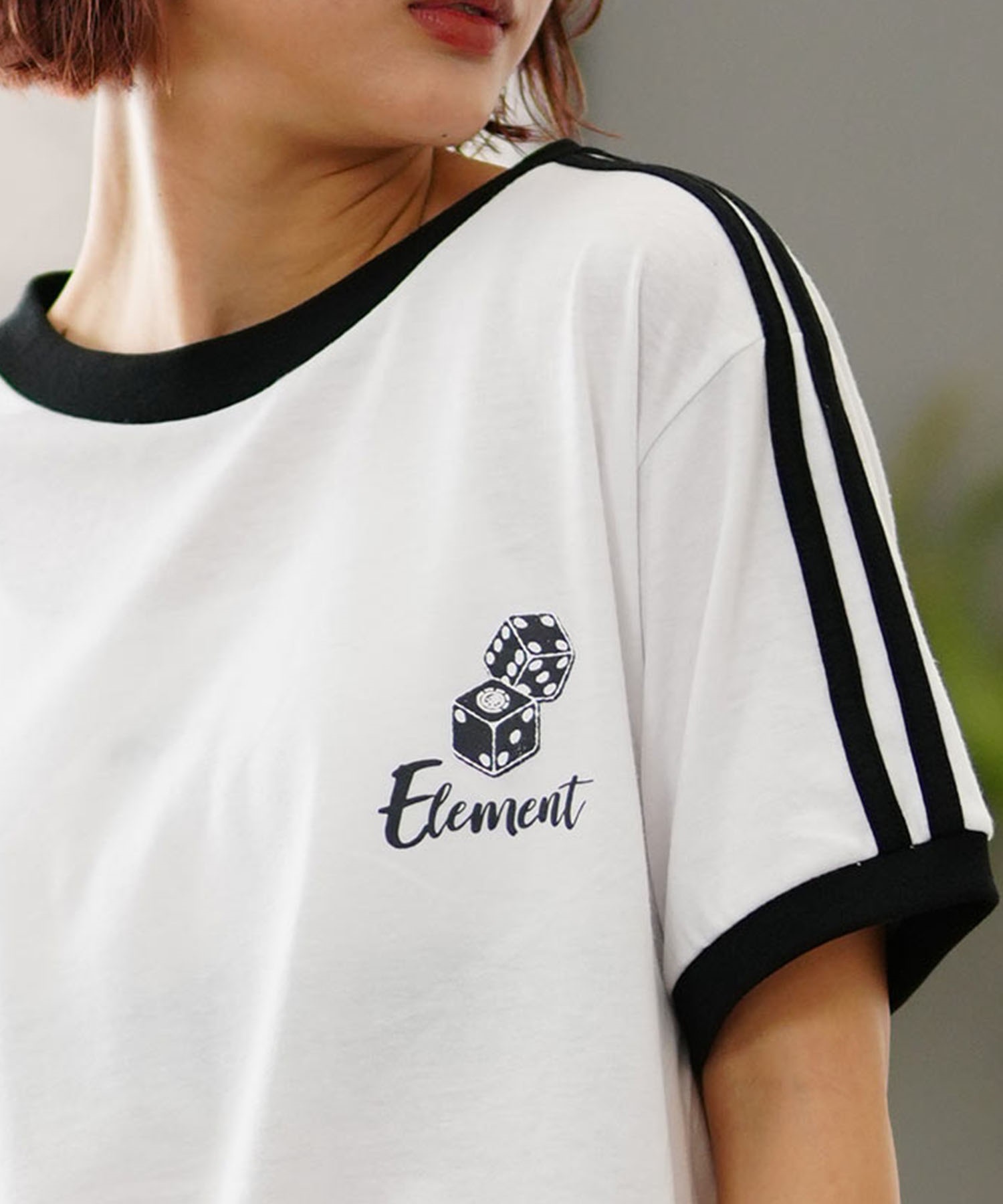 ELEMENT エレメント レディース 半袖 Tシャツ サイドライン ルーズシルエット BE02C-260(WHT-M)