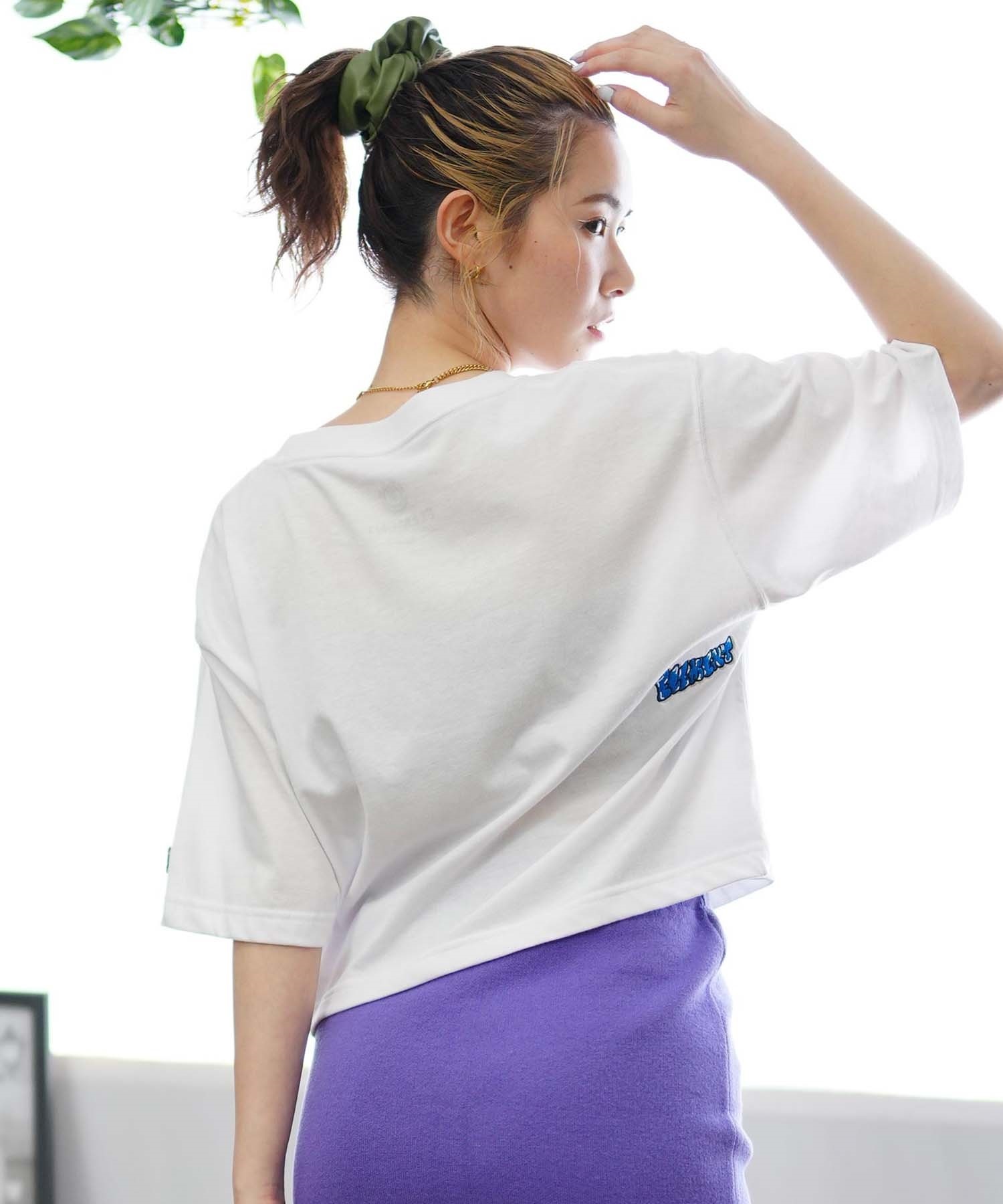 ELEMENT エレメント レディース 半袖 Tシャツ ロゴ ショート丈 クロップド丈 BE02C-261(FBK-M)