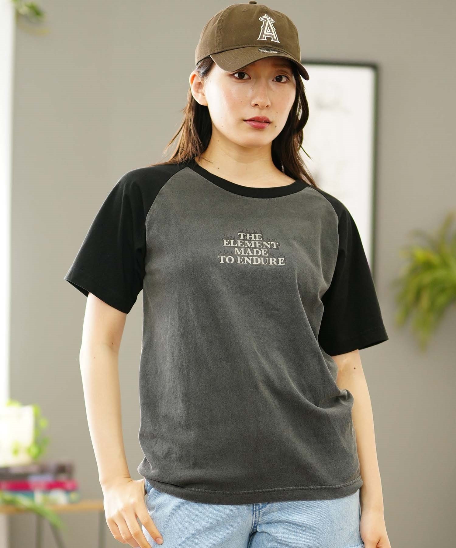 【クーポン対象】ELEMENT エレメント レディース 半袖 ラグラン Tシャツ オーバーサイズ BE02C-263(GRY-M)