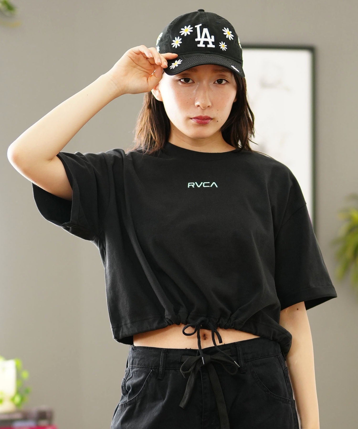 RVCA ルーカ レディース ショート丈Tシャツ ビックシルエット BE04C-222(BLK-S)