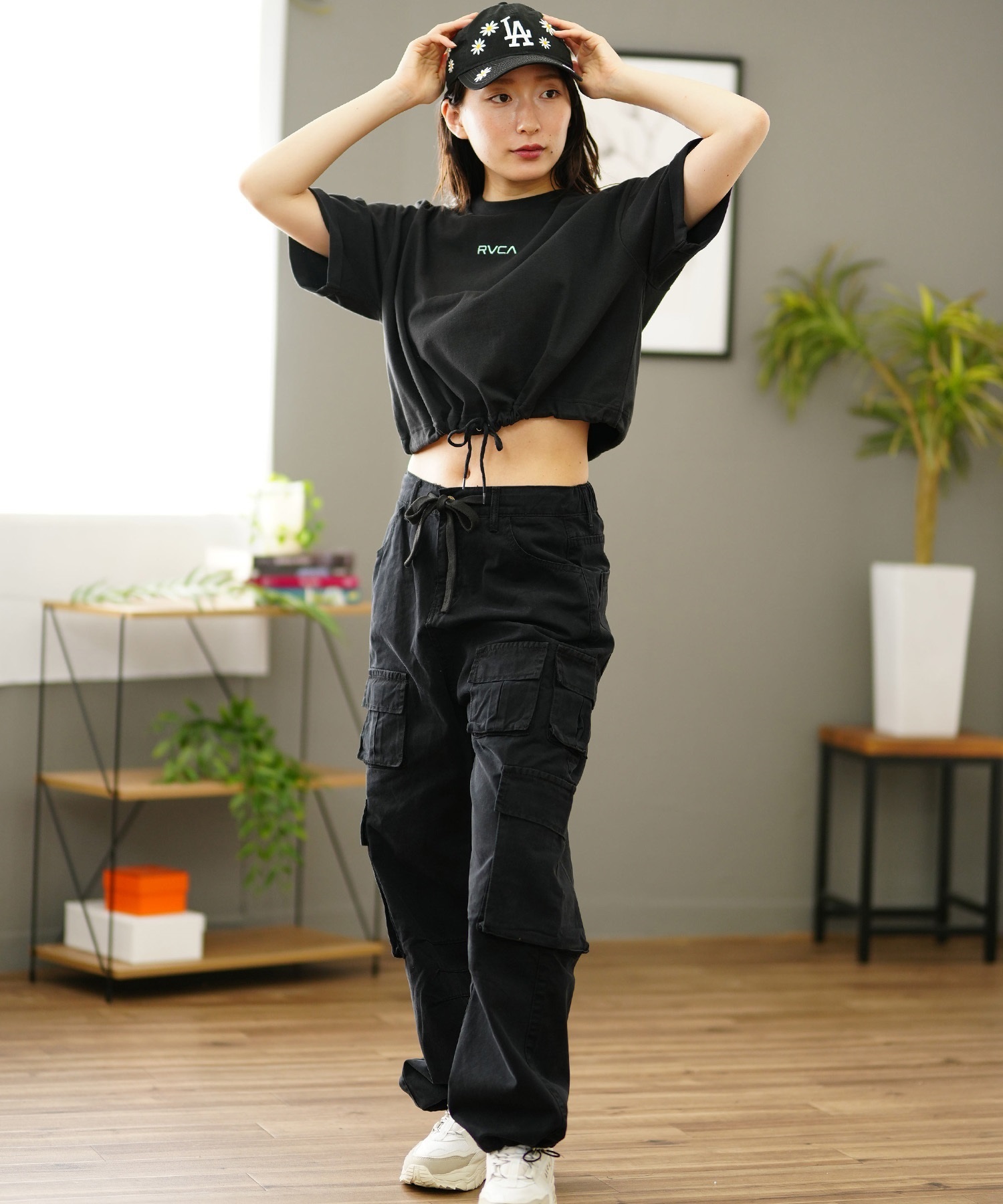 RVCA ルーカ レディース ショート丈Tシャツ ビックシルエット BE04C-222(BLK-S)