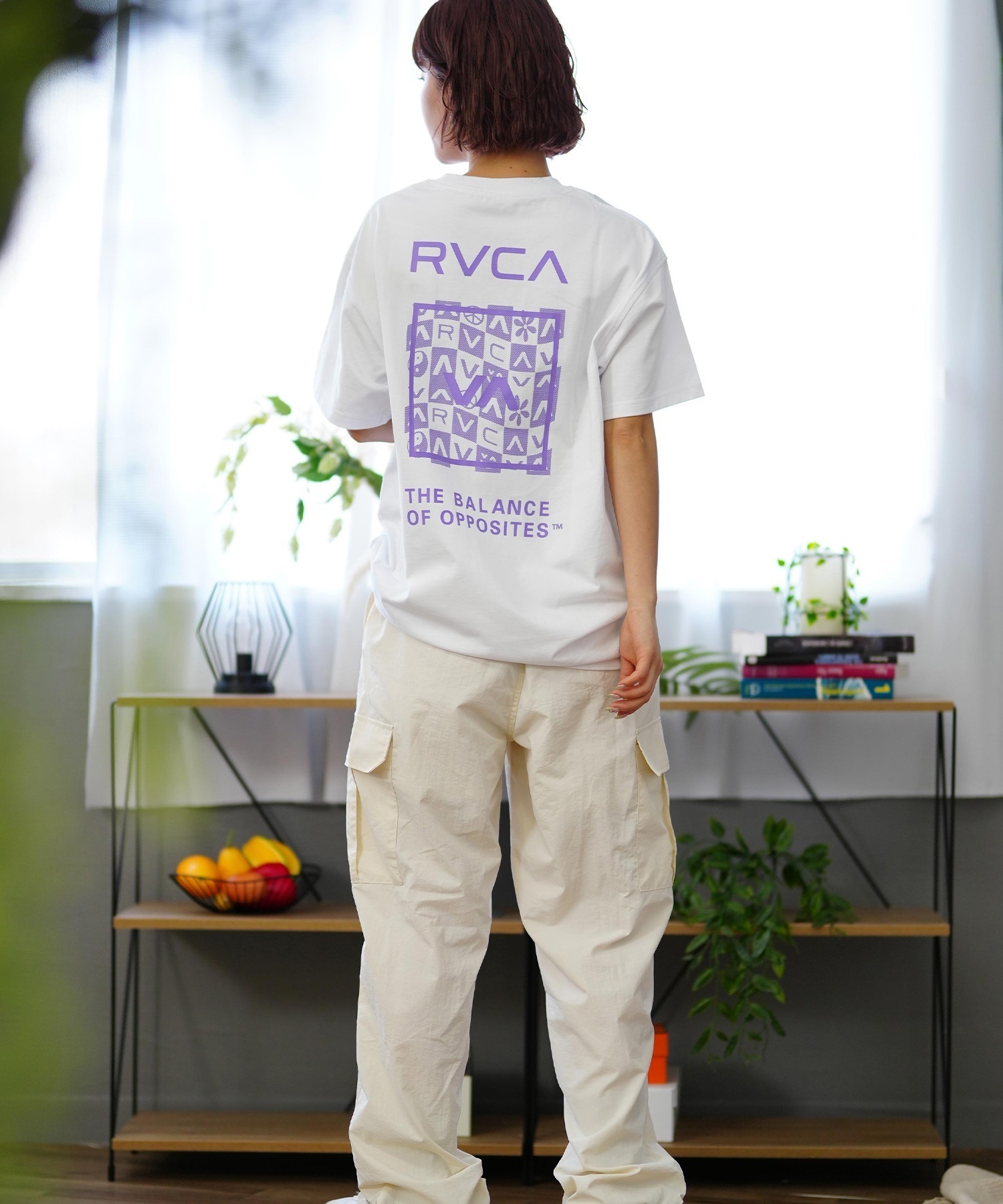 【クーポン対象】RVCA ルーカ バックプリントTシャツ レディース 半袖 Tシャツ オーバーサイズ BE04C-P21(WNV-S)