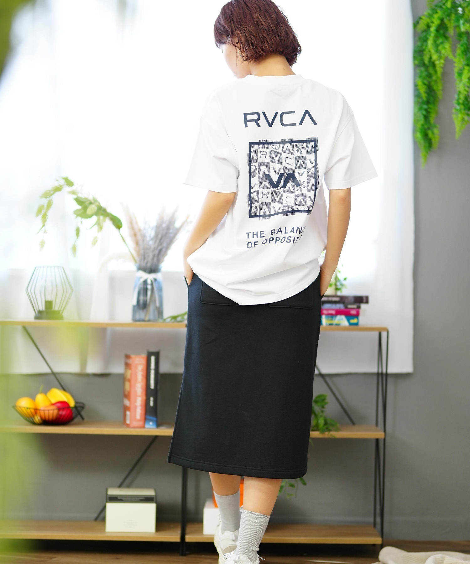 【クーポン対象】RVCA ルーカ バックプリントTシャツ レディース 半袖 Tシャツ オーバーサイズ BE04C-P21(WNV-S)