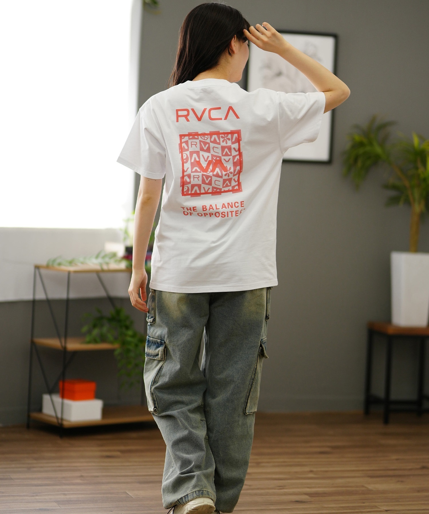 【クーポン対象】RVCA ルーカ バックプリントTシャツ レディース 半袖 Tシャツ オーバーサイズ BE04C-P21(PTK-S)