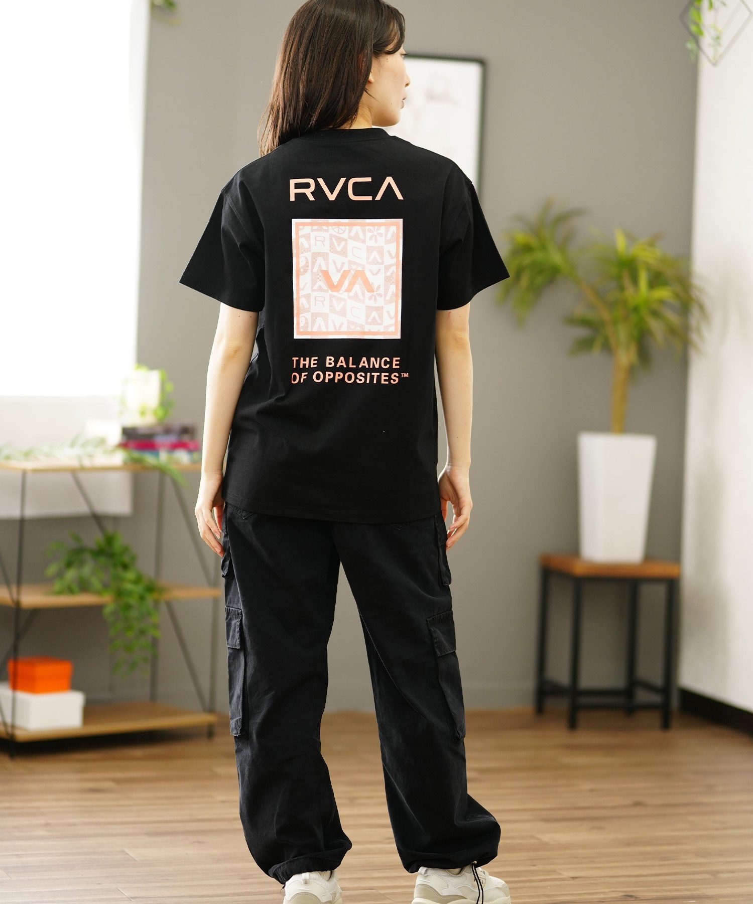 【クーポン対象】RVCA ルーカ バックプリントTシャツ レディース 半袖 Tシャツ オーバーサイズ BE04C-P21(WNV-S)