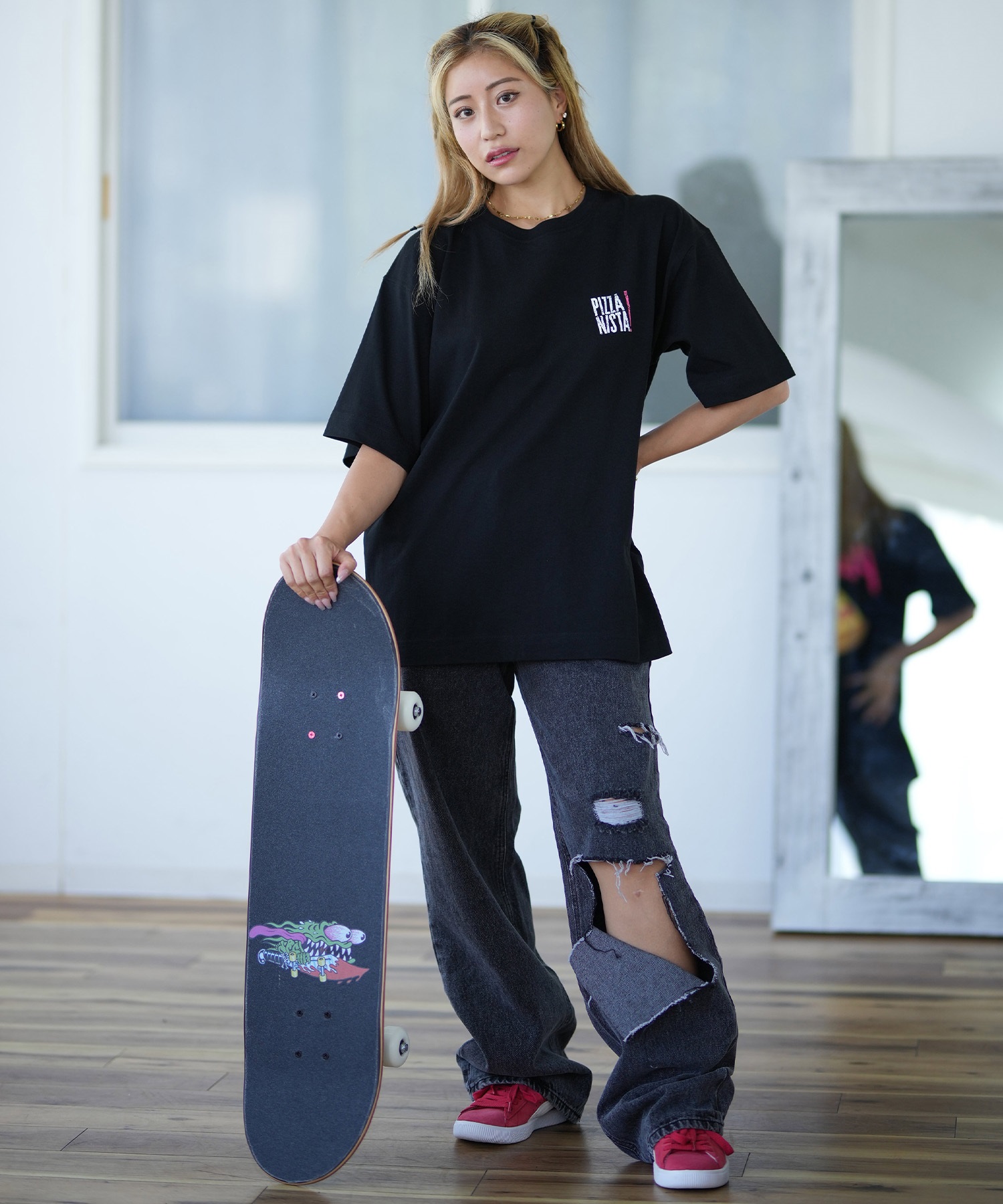 PIZZANISTA ピッザニスタ 半袖 Tシャツ レディース バックプリント