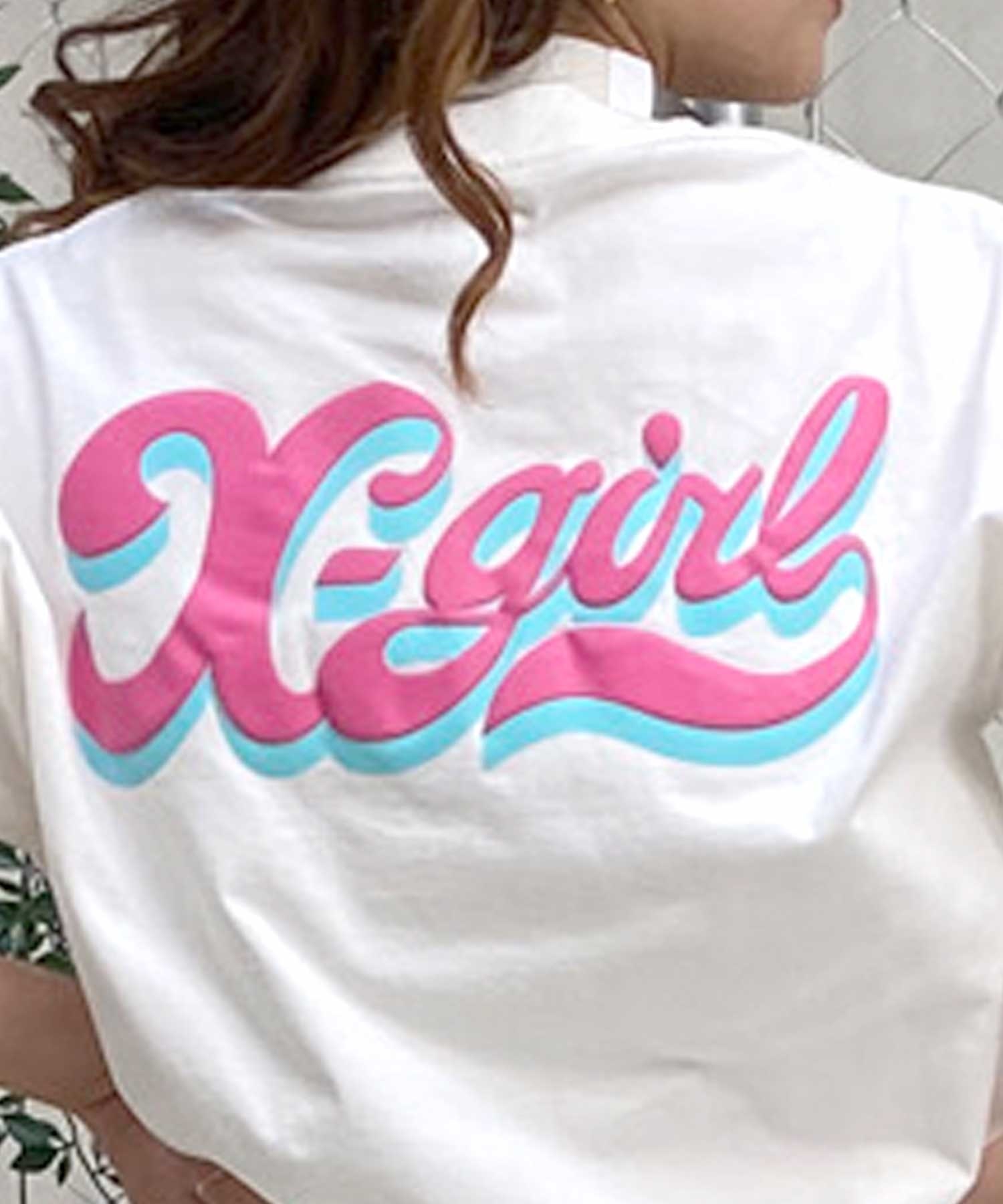 X-girl/エックスガール LETTERING LOGO SS TEE 105242011042 レディース Tシャツ ムラサキスポーツ限定(WHITE-M)