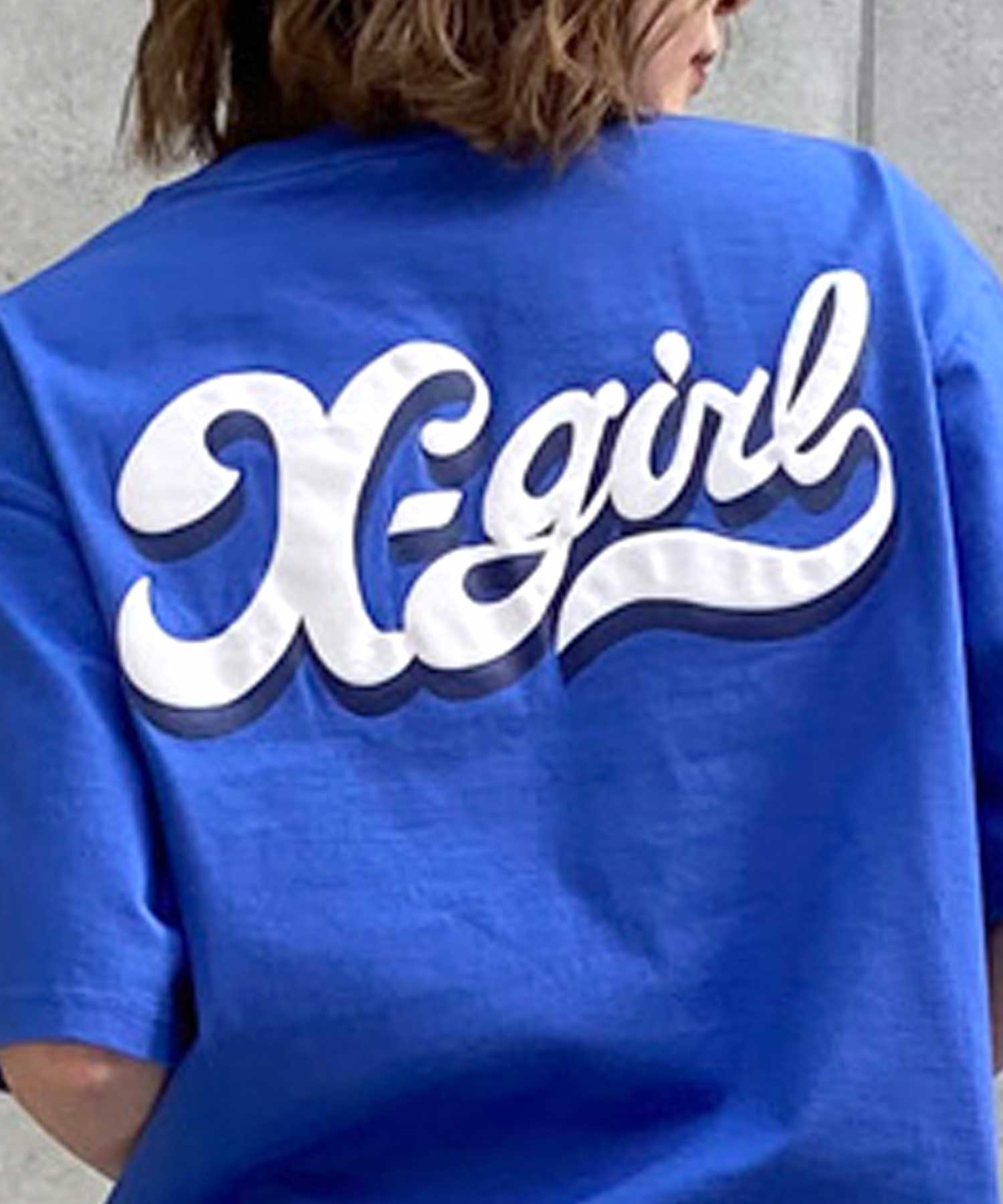 X-girl/エックスガール LETTERING LOGO SS TEE 105242011042 レディース Tシャツ ムラサキスポーツ限定(BLACK-M)