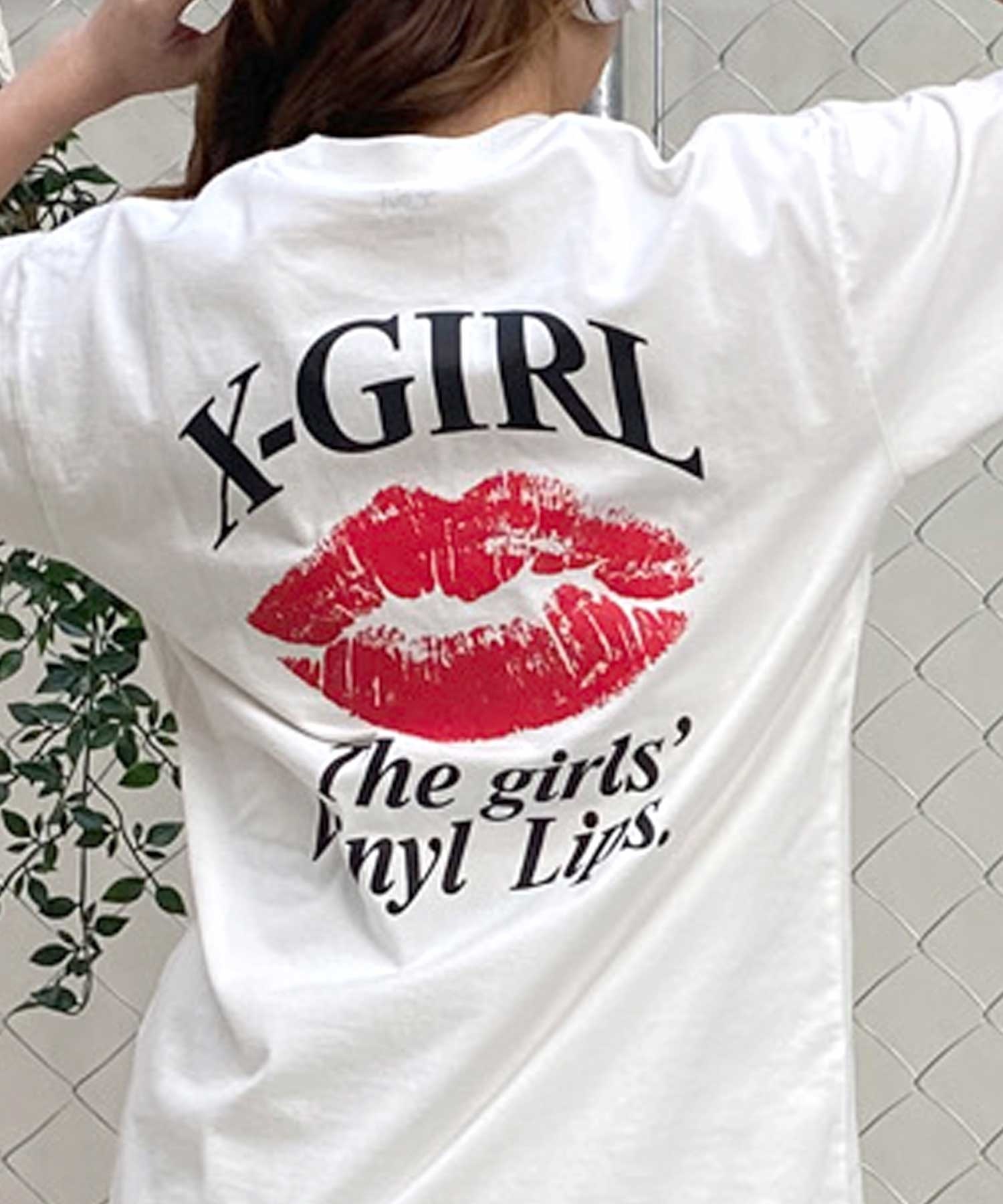 X-girl/エックスガール LIP SS TEE 105242011043 レディース  Tシャツ ムラサキスポーツ限定(WHITE-M)