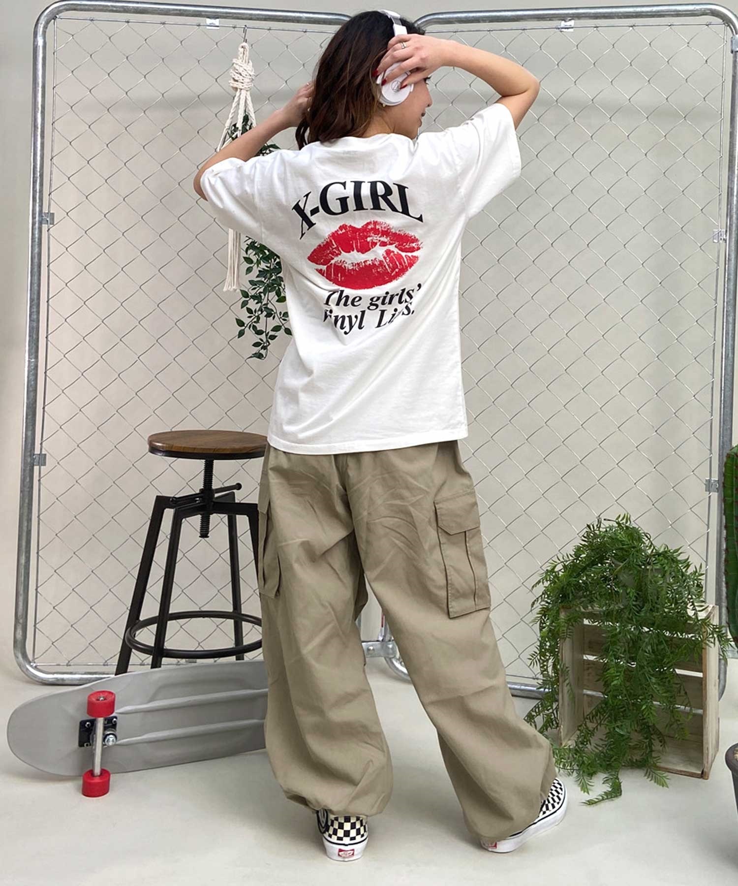 X-girl/エックスガール LIP SS TEE 105242011043 レディース  Tシャツ ムラサキスポーツ限定(WHITE-M)