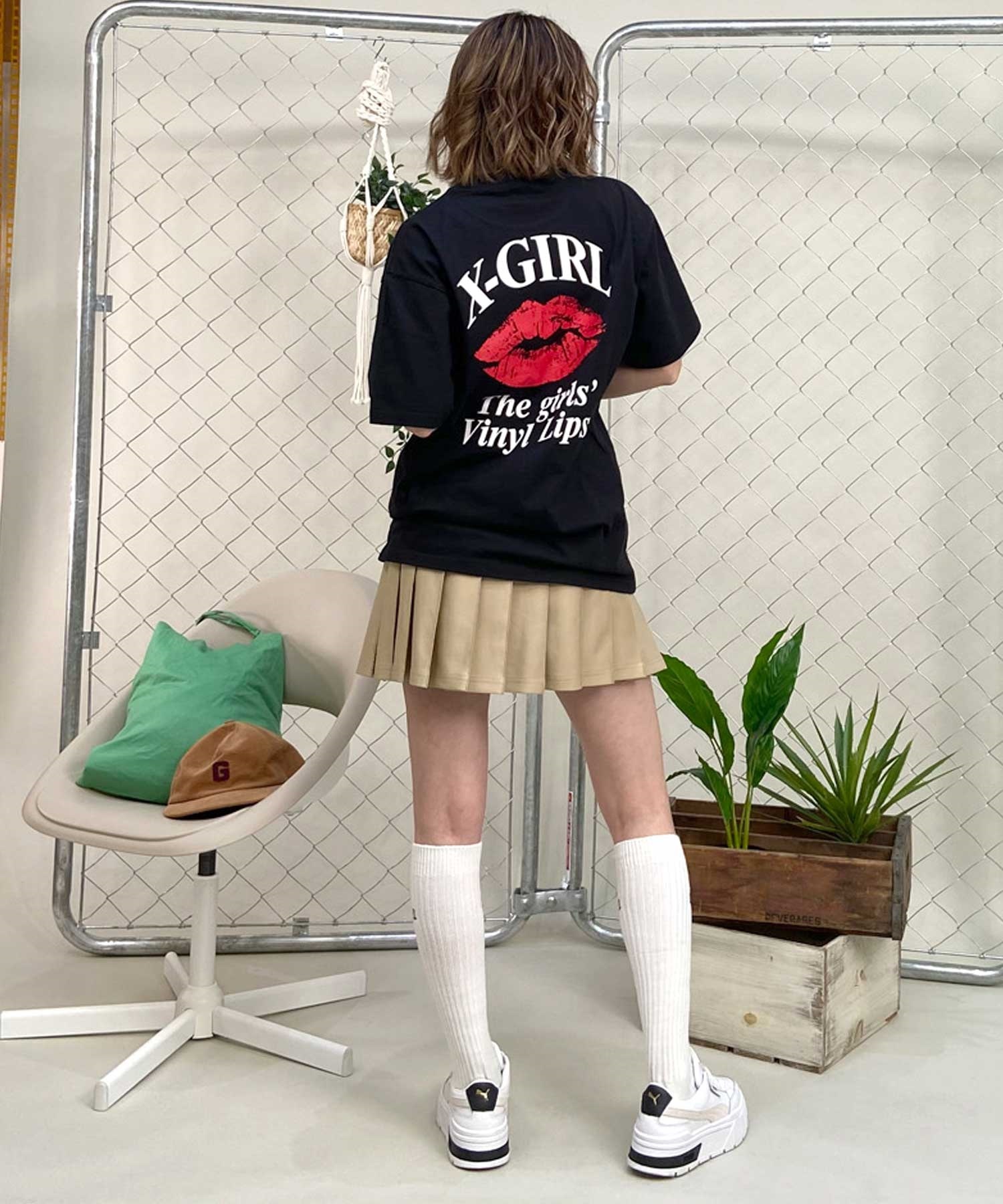 X-girl/エックスガール LIP SS TEE 105242011043 レディース  Tシャツ ムラサキスポーツ限定(WHITE-M)