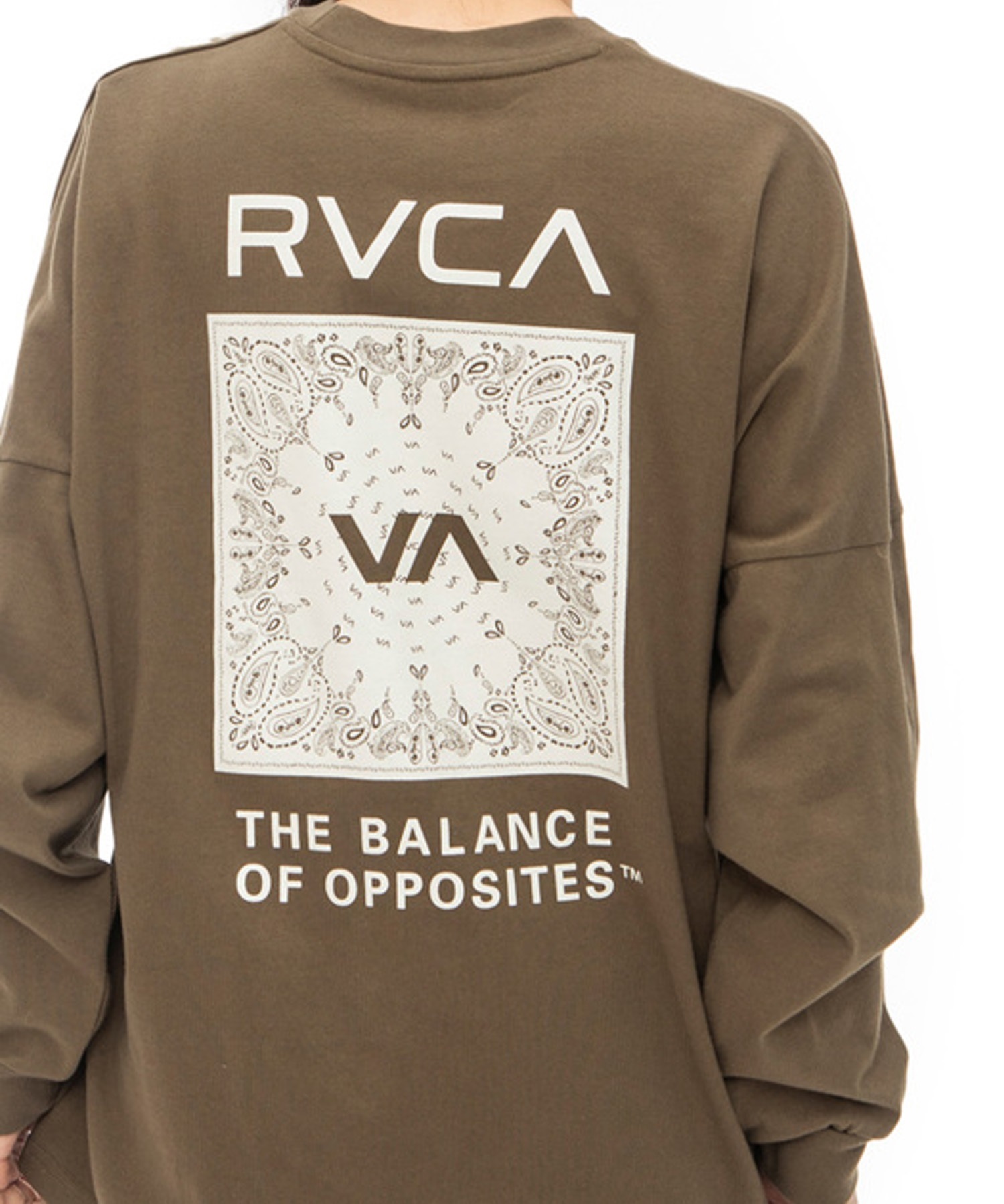 RVCA ルーカ BANDANA LS TEE レディース 長袖 Tシャツ ロンT バックプリント ペイズリー柄 バンダナ柄 BD043-055(BLK-S)