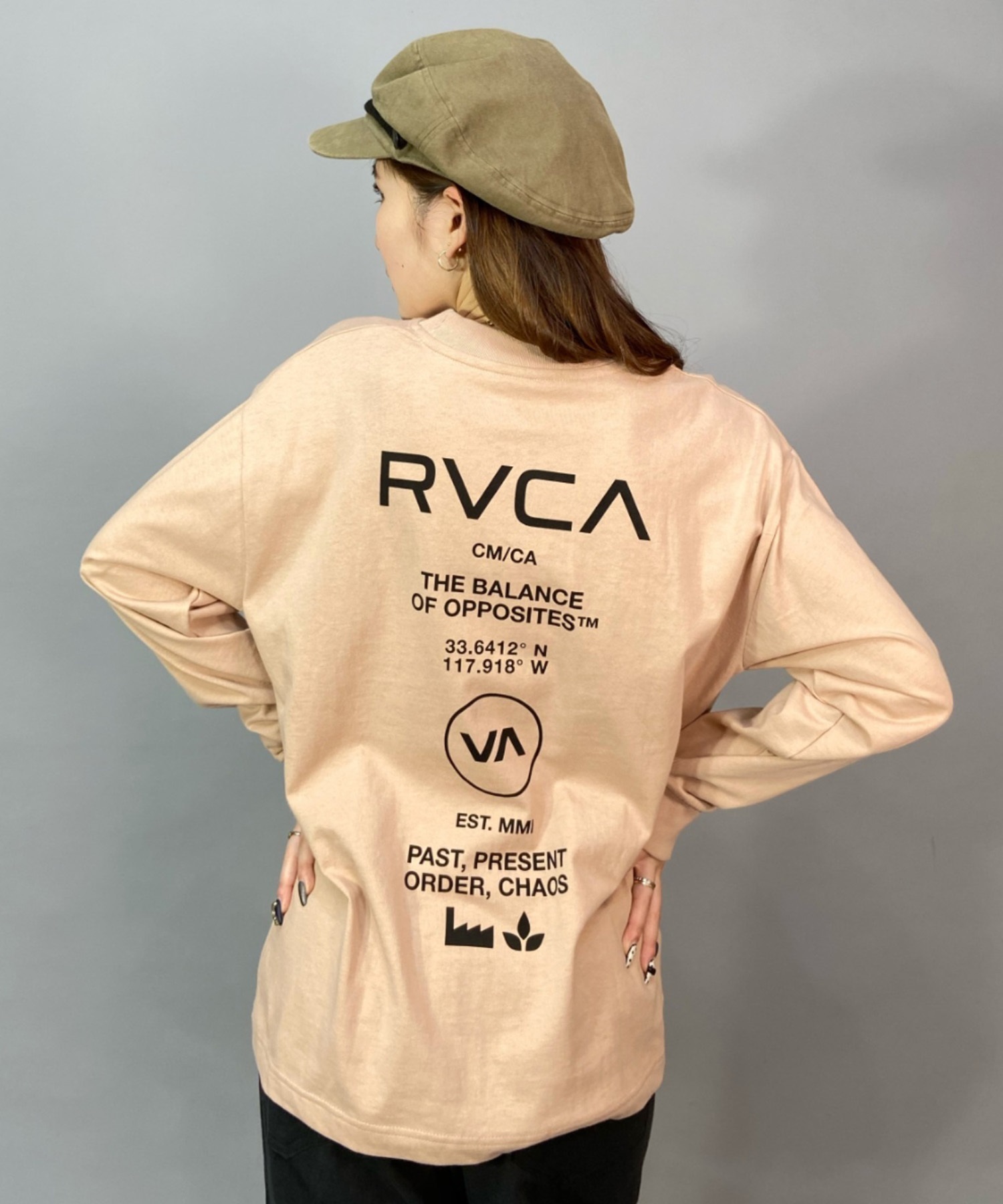 RVCA ルーカ レディース 長袖 Tシャツ ロンT オーバーサイズ バックプリント ムラサキスポーツ限定 BD043-P05(VWT-S)