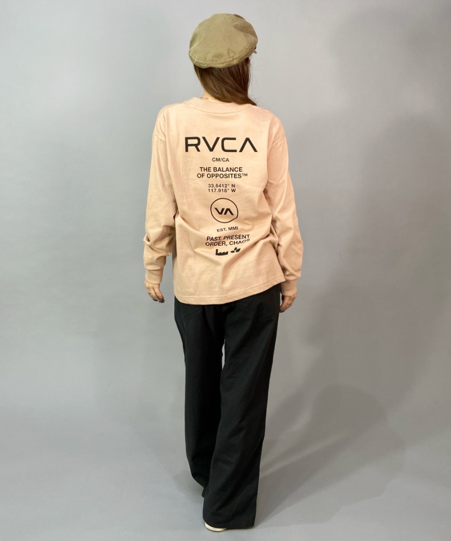 RVCA ルーカ レディース 長袖 Tシャツ ロンT オーバーサイズ バックプリント ムラサキスポーツ限定 BD043-P05(VWT-S)