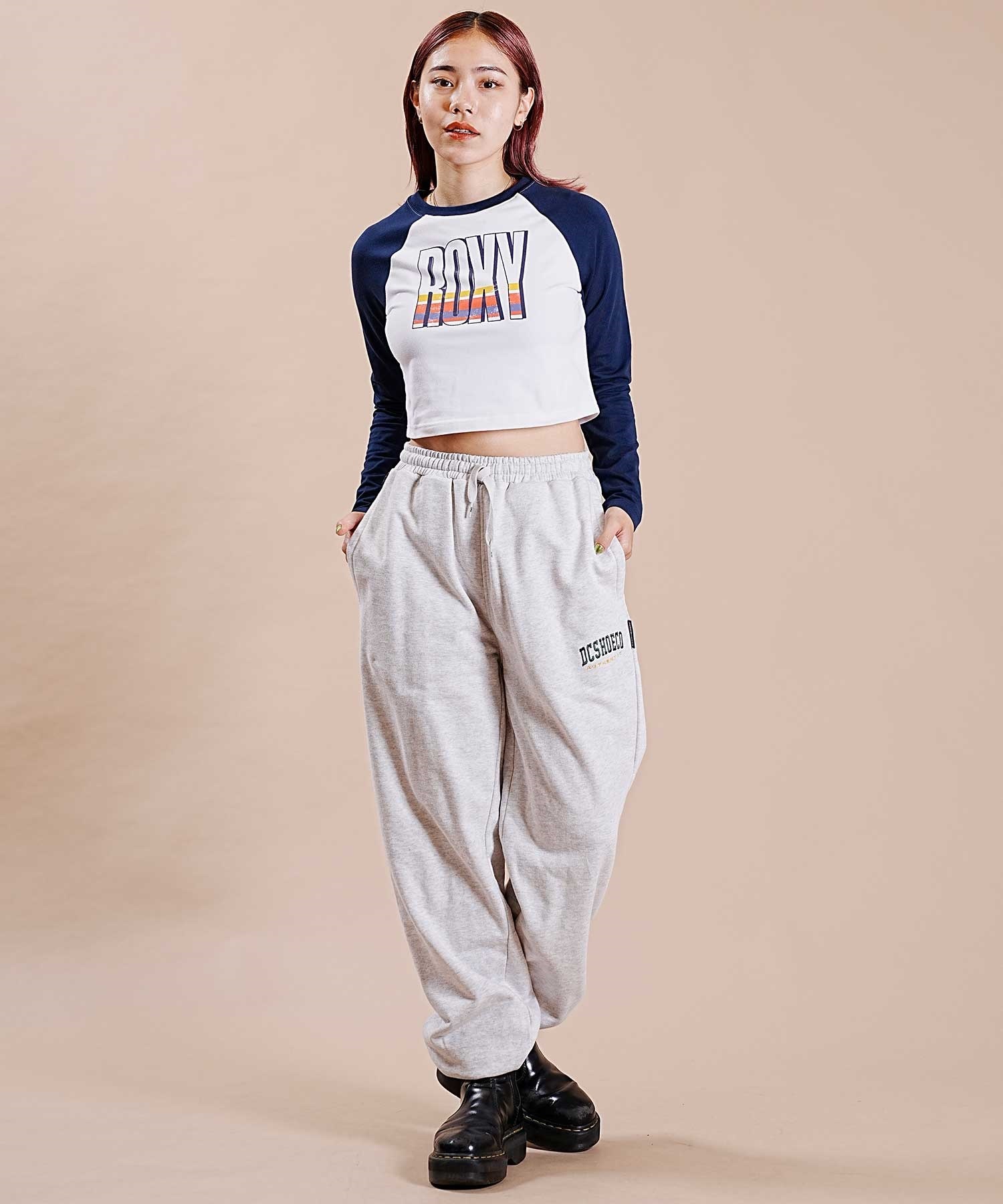 ROXY/ロキシー JUMP L/S TEE レディース 長袖 Tシャツ ロンT 長袖 Tシャツ ショート丈 ラグラン RLT234609T(BBK-M)